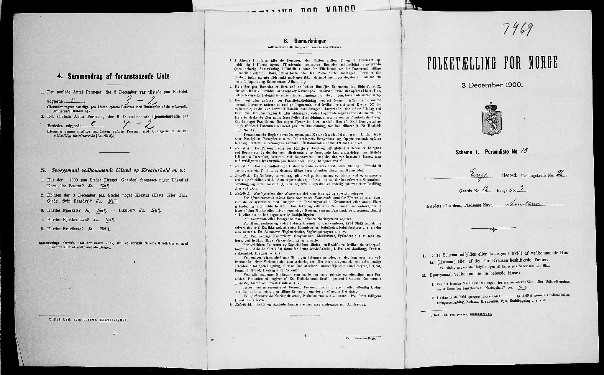 SAK, Folketelling 1900 for 0937 Evje herred, 1900, s. 125