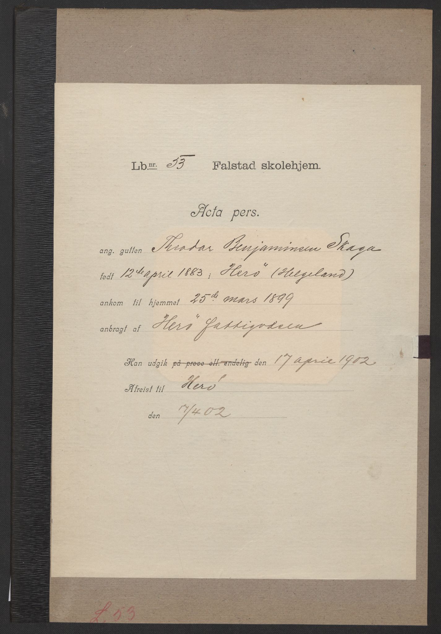 Falstad skolehjem, AV/RA-S-1676/E/Eb/L0002: Elevmapper løpenr. 42-61, 1898-1907, s. 320