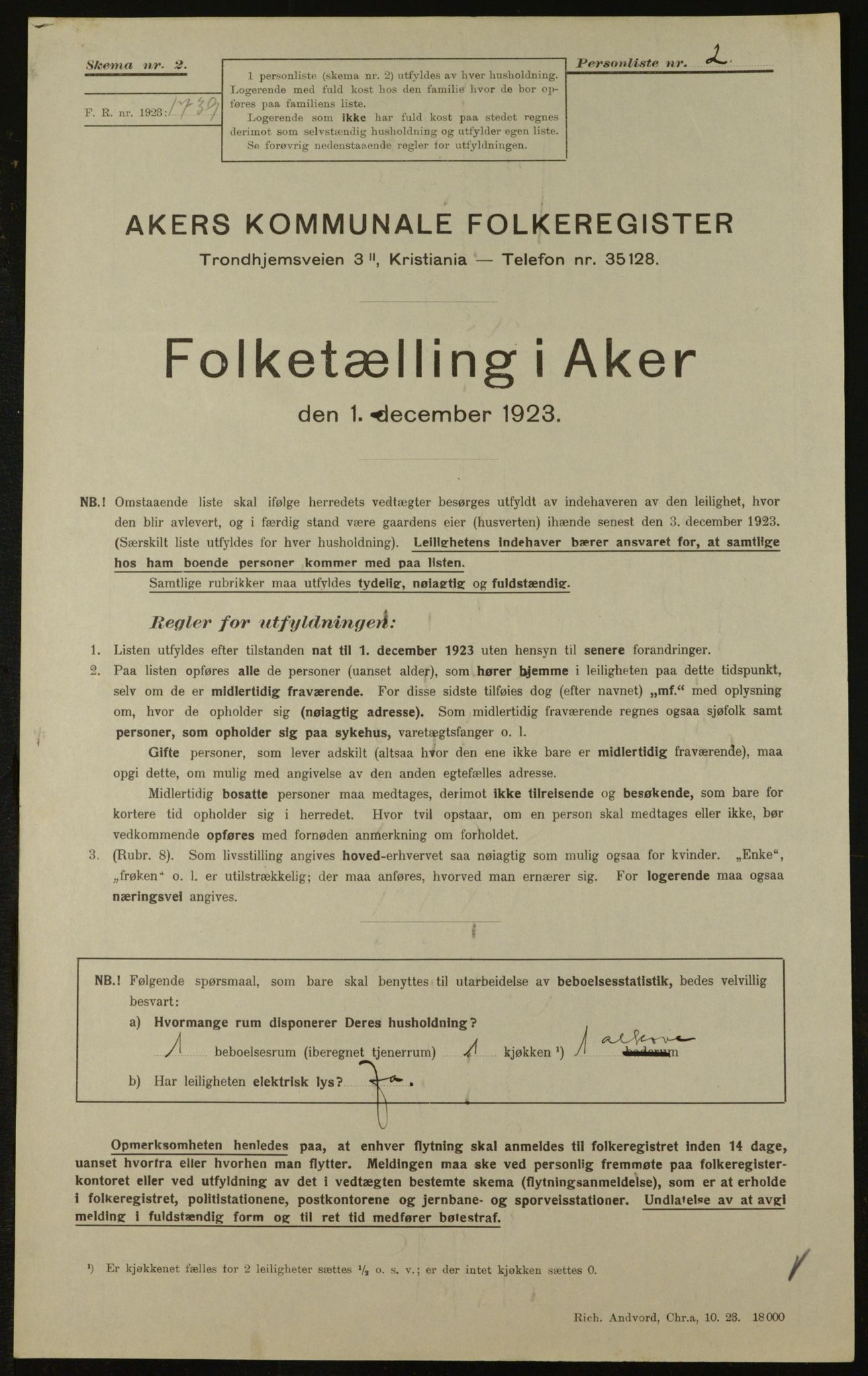 , Kommunal folketelling 1.12.1923 for Aker, 1923, s. 33552