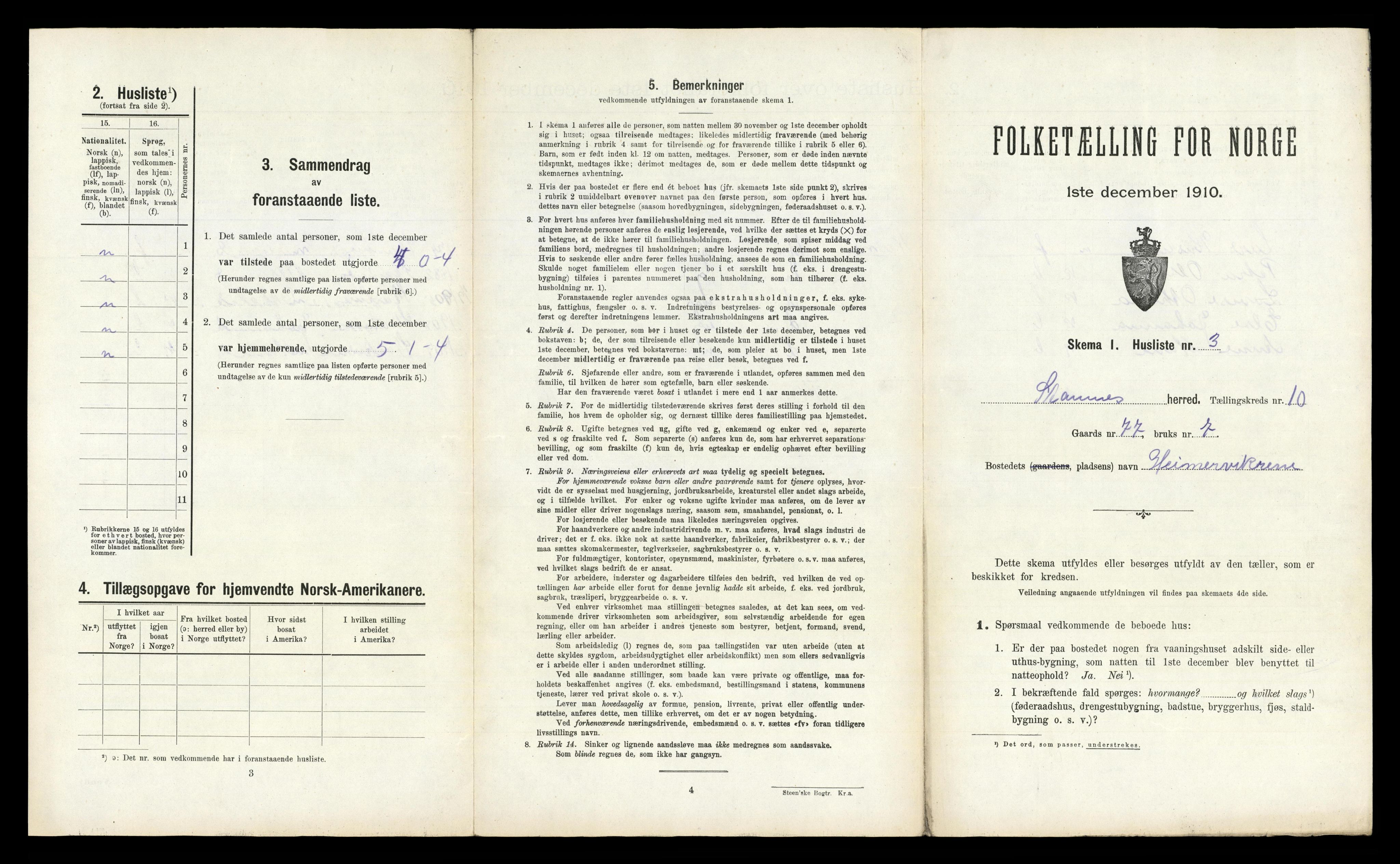 RA, Folketelling 1910 for 1821 Stamnes herred, 1910, s. 968