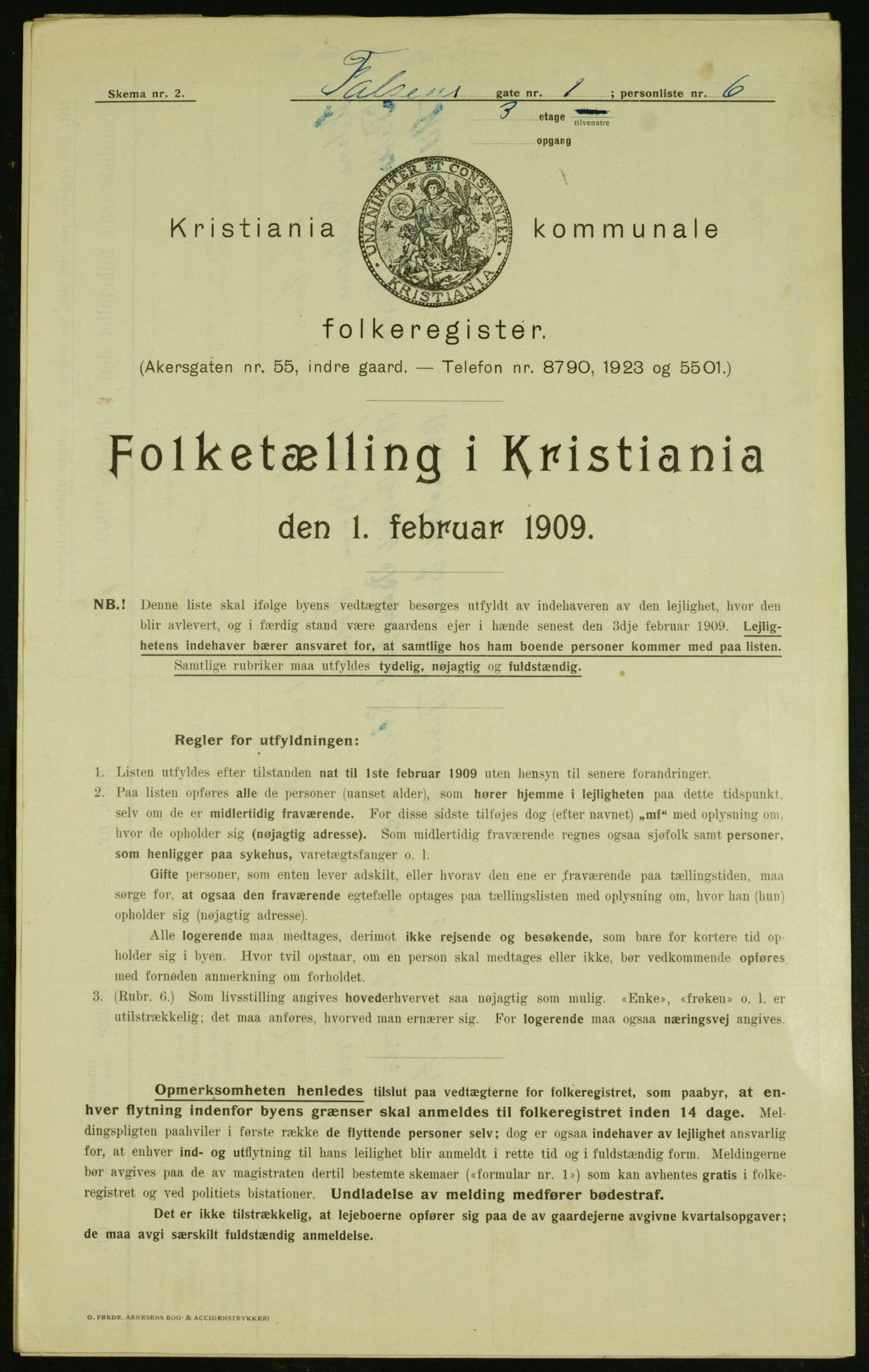 OBA, Kommunal folketelling 1.2.1909 for Kristiania kjøpstad, 1909, s. 20980