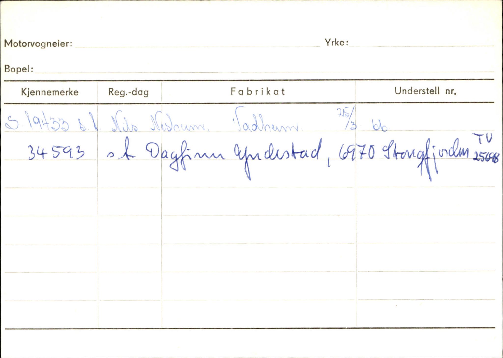 Statens vegvesen, Sogn og Fjordane vegkontor, AV/SAB-A-5301/4/F/L0132: Eigarregister Askvoll A-Å. Balestrand A-Å, 1945-1975, s. 1425