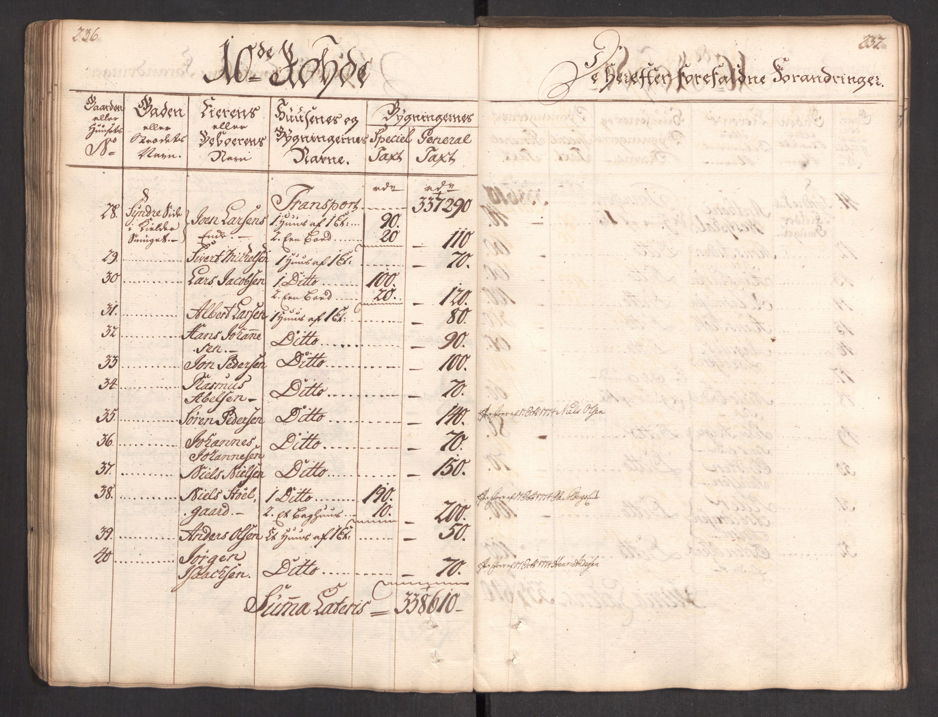 Kommersekollegiet, Brannforsikringskontoret 1767-1814, AV/RA-EA-5458/F/Fa/L0004/0002: Bergen / Branntakstprotokoll, 1767, s. 236-237