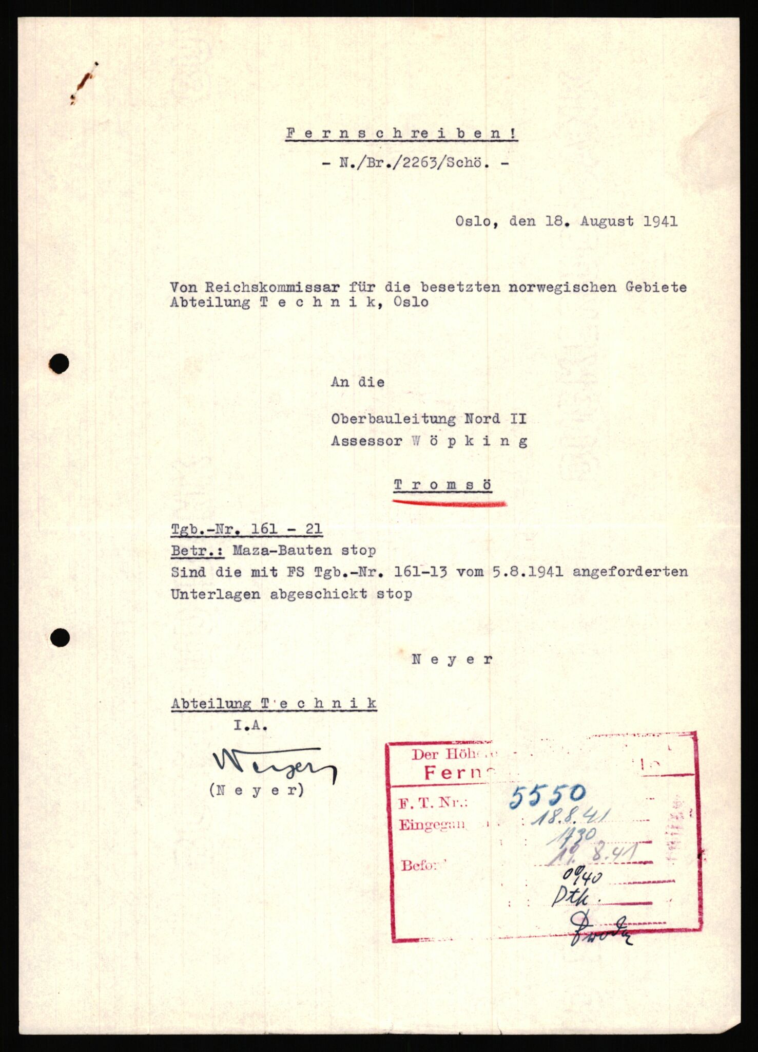 Tyske arkiver, Organisation Todt (OT), Einsatzgruppe Wiking, AV/RA-RAFA-2188/2/B/Bb/L0006: Korrespondanse med Kriegsmarine, 1940-1941, s. 536