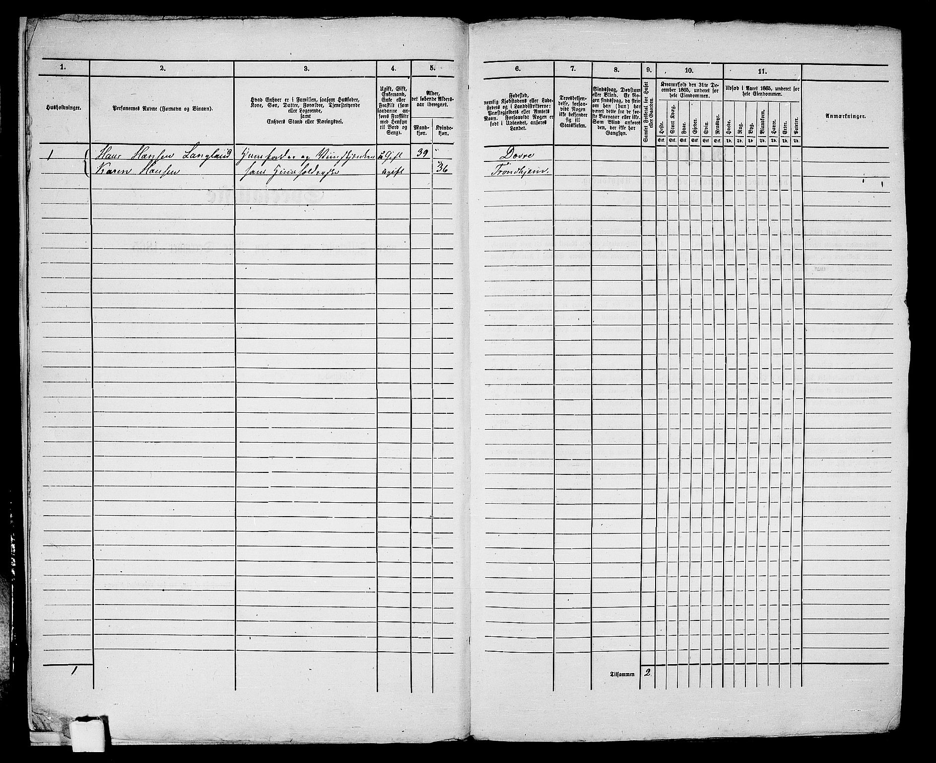 RA, Folketelling 1865 for 2001B Hammerfest prestegjeld, Hammerfest kjøpstad, 1865, s. 11