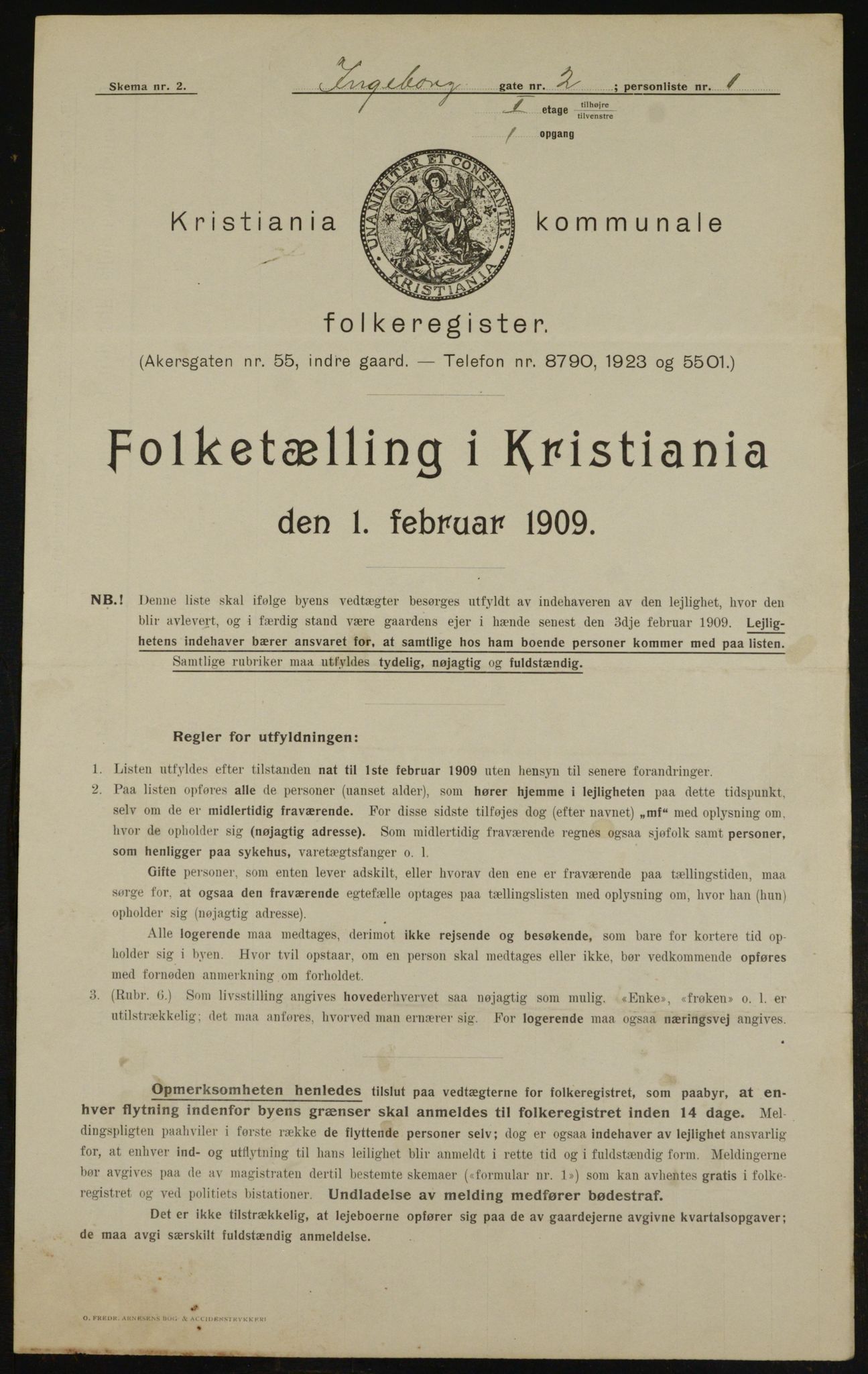 OBA, Kommunal folketelling 1.2.1909 for Kristiania kjøpstad, 1909, s. 39957