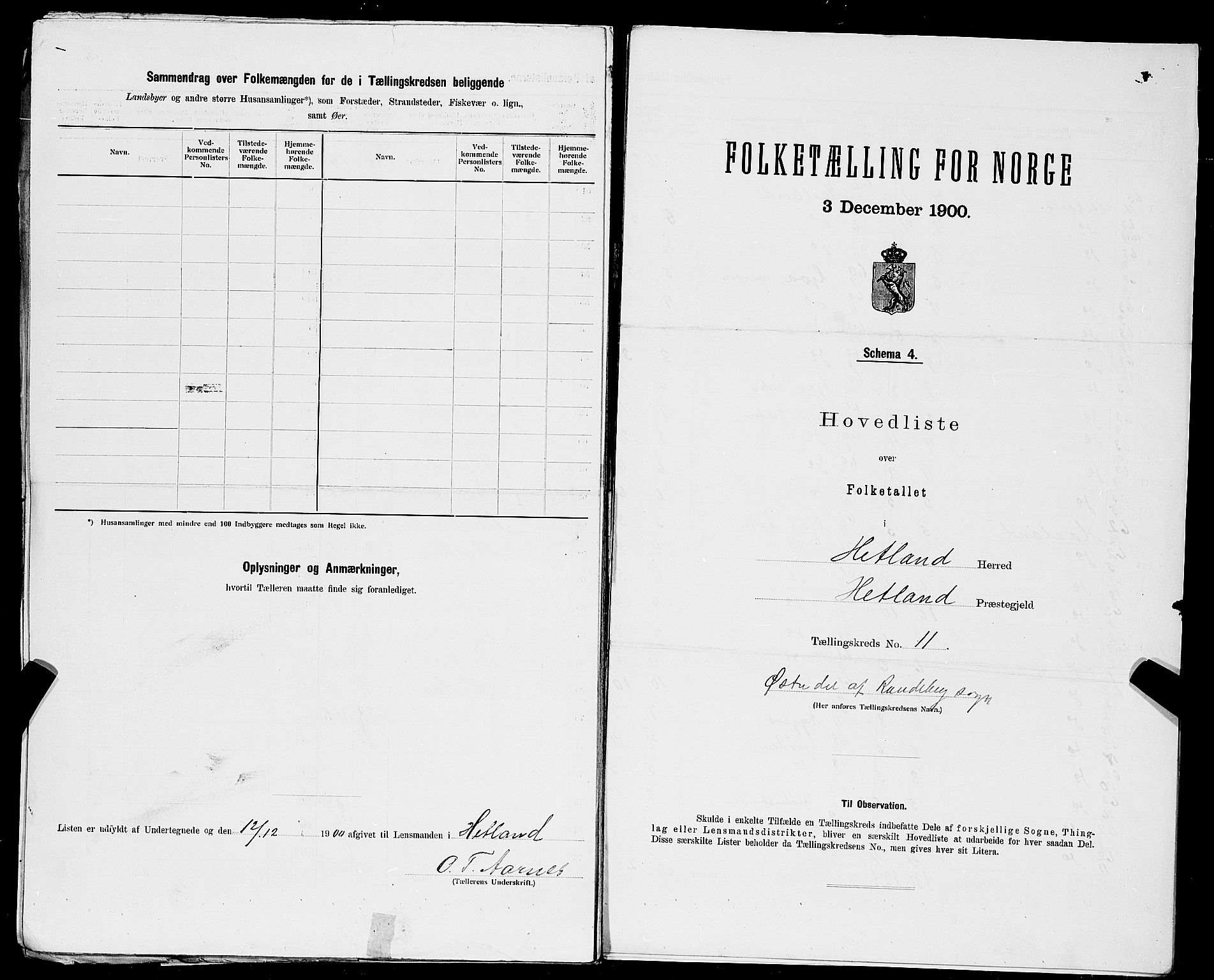 SAST, Folketelling 1900 for 1126 Hetland herred, 1900, s. 47