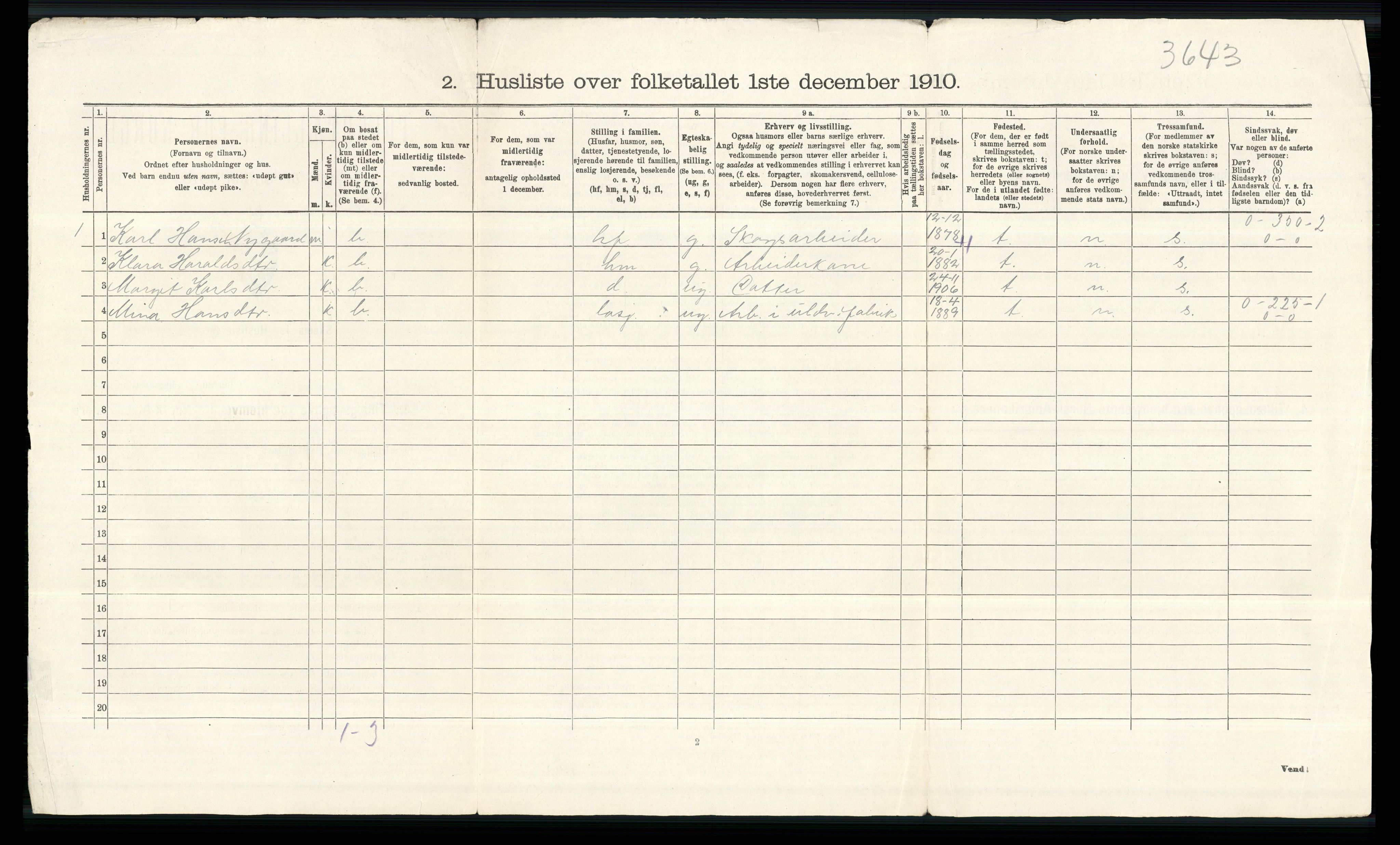 RA, Folketelling 1910 for 0536 Søndre Land herred, 1910, s. 43