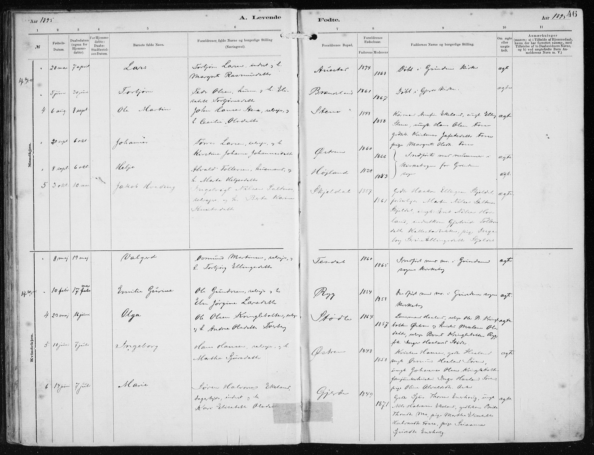 Etne sokneprestembete, AV/SAB-A-75001/H/Haa: Ministerialbok nr. B  1, 1879-1919, s. 46