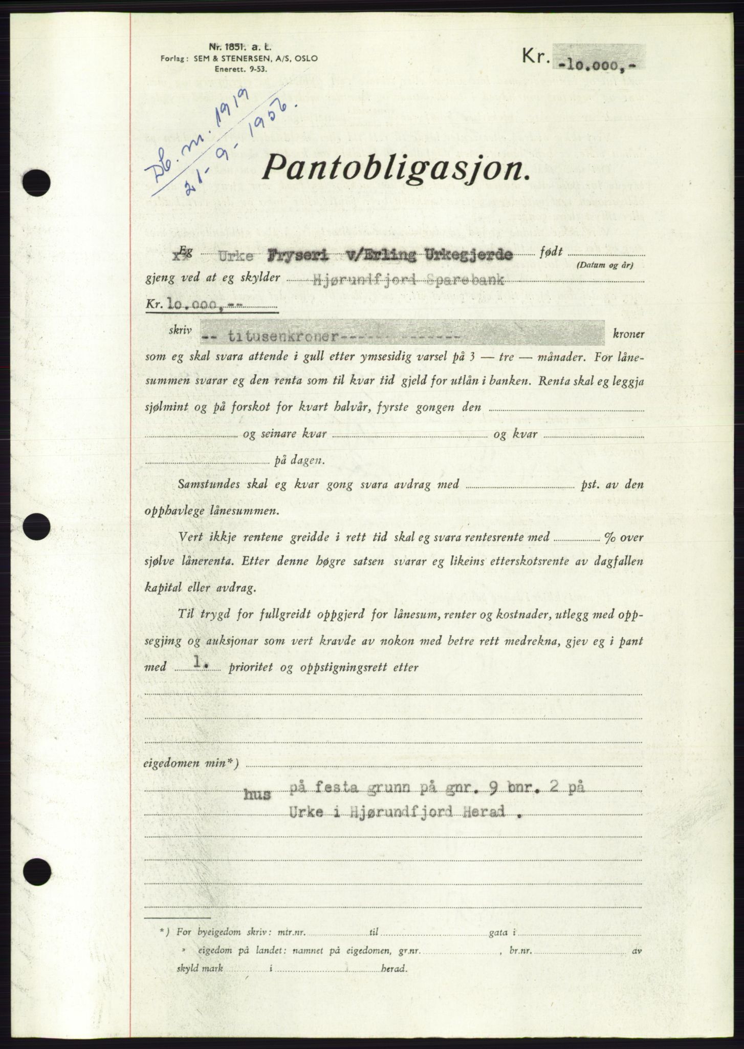 Søre Sunnmøre sorenskriveri, SAT/A-4122/1/2/2C/L0128: Pantebok nr. 16B, 1956-1956, Dagboknr: 1919/1956