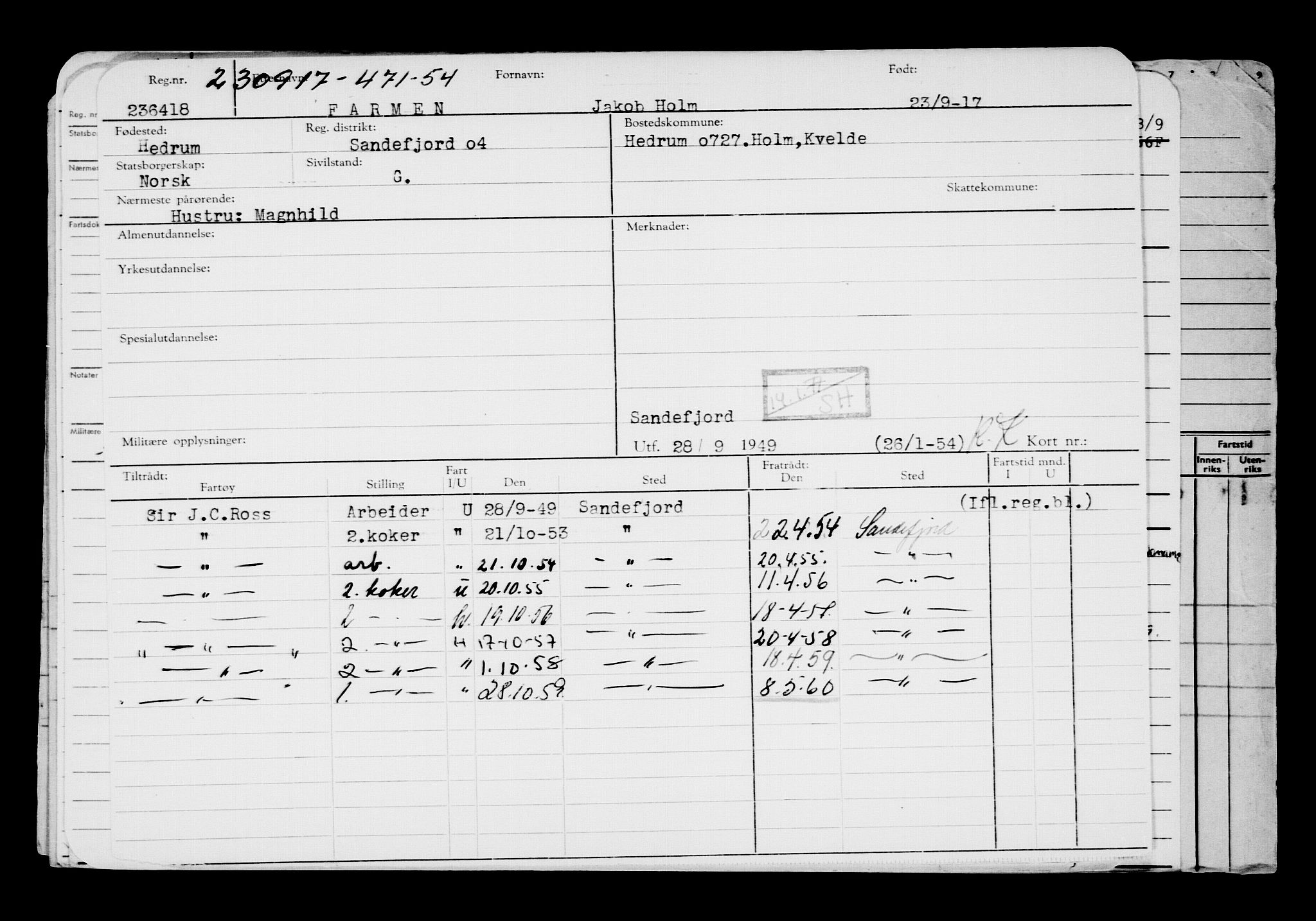 Direktoratet for sjømenn, RA/S-3545/G/Gb/L0152: Hovedkort, 1917, s. 79