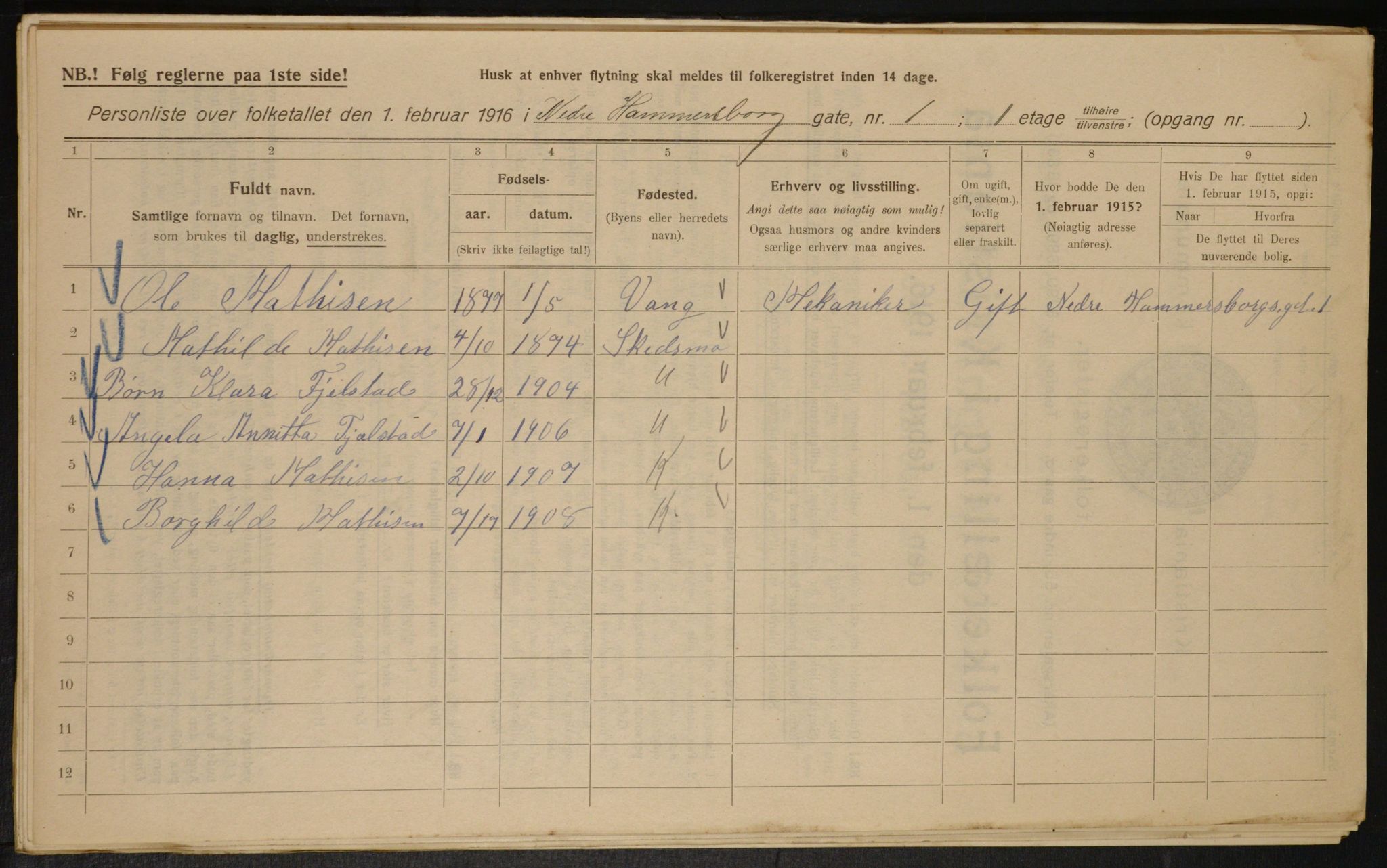 OBA, Kommunal folketelling 1.2.1916 for Kristiania, 1916, s. 70896