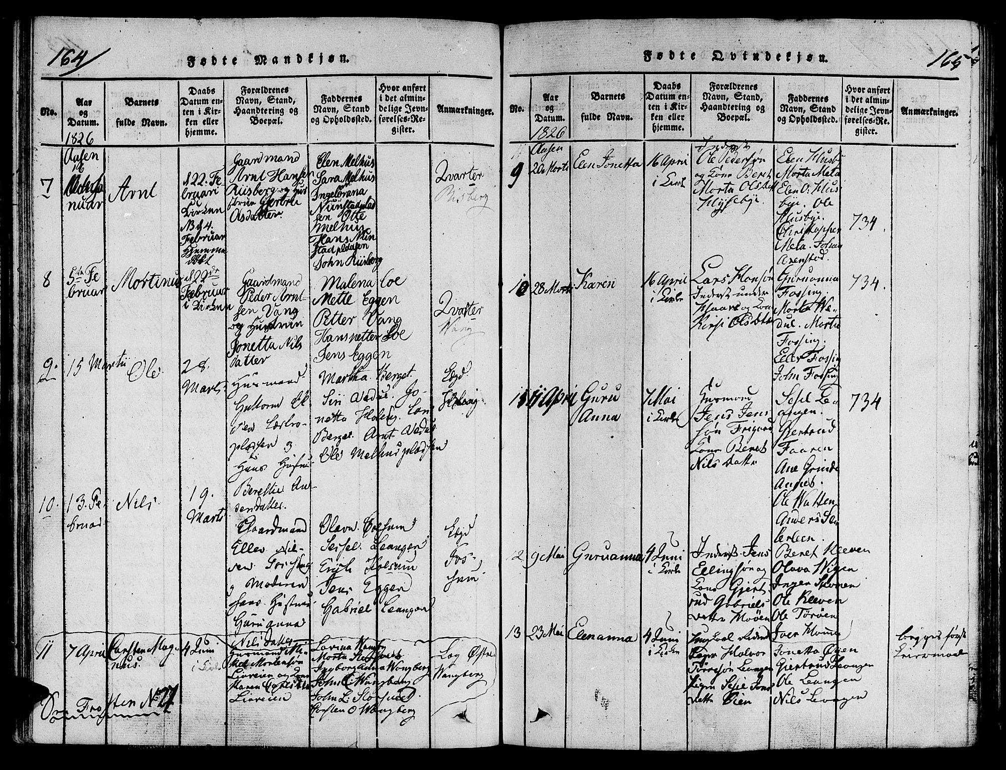 Ministerialprotokoller, klokkerbøker og fødselsregistre - Nord-Trøndelag, SAT/A-1458/713/L0112: Ministerialbok nr. 713A04 /2, 1817-1827, s. 164-165