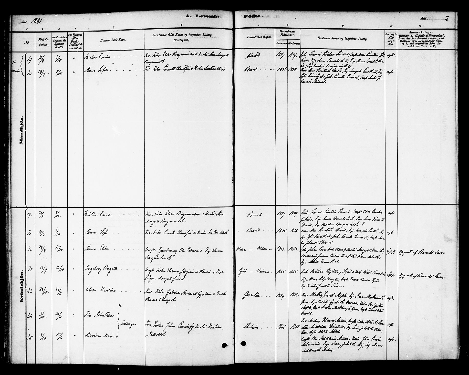 Ministerialprotokoller, klokkerbøker og fødselsregistre - Sør-Trøndelag, AV/SAT-A-1456/654/L0663: Ministerialbok nr. 654A01, 1880-1894, s. 7