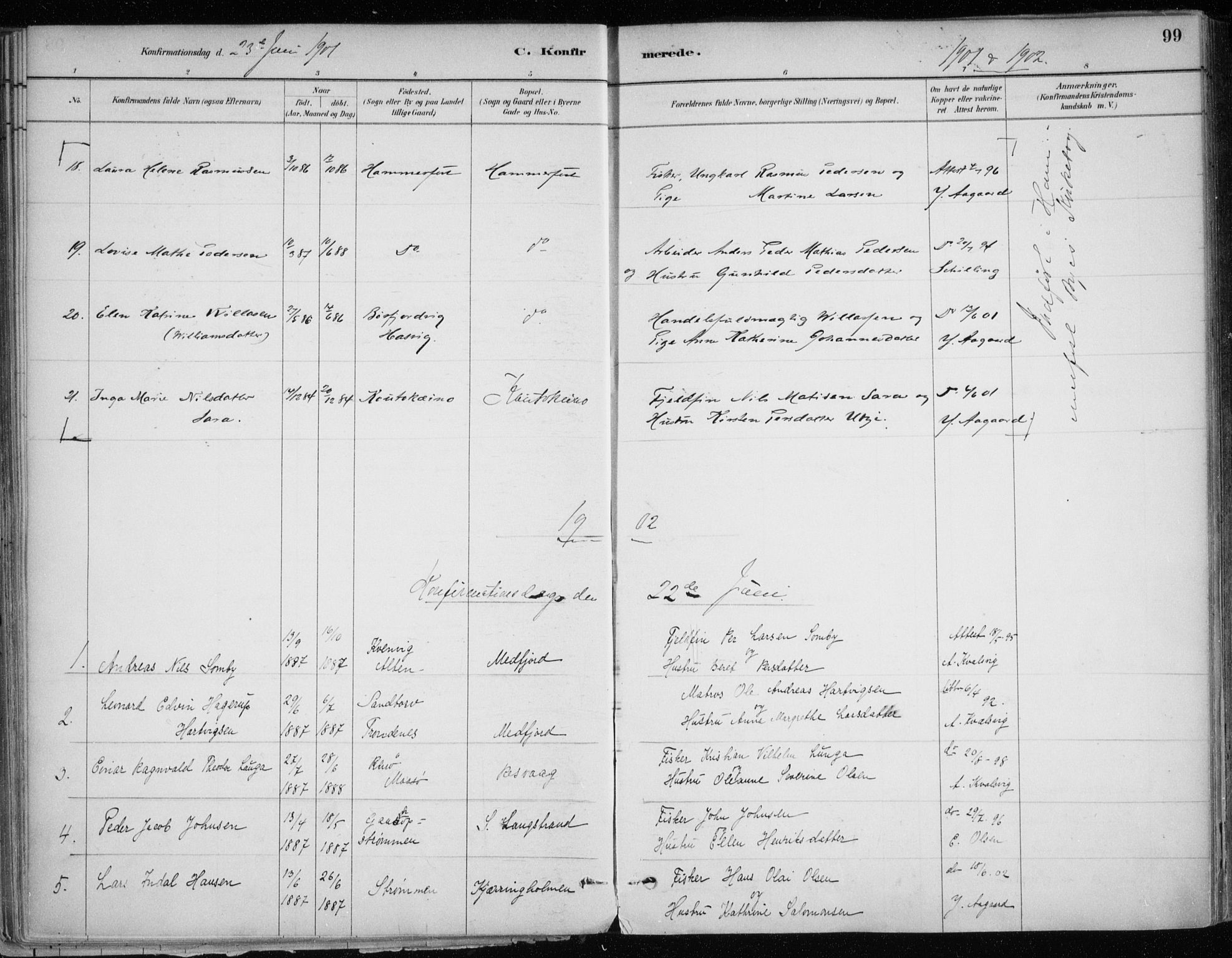 Hammerfest sokneprestkontor, AV/SATØ-S-1347/H/Ha/L0013.kirke: Ministerialbok nr. 13, 1898-1917, s. 99