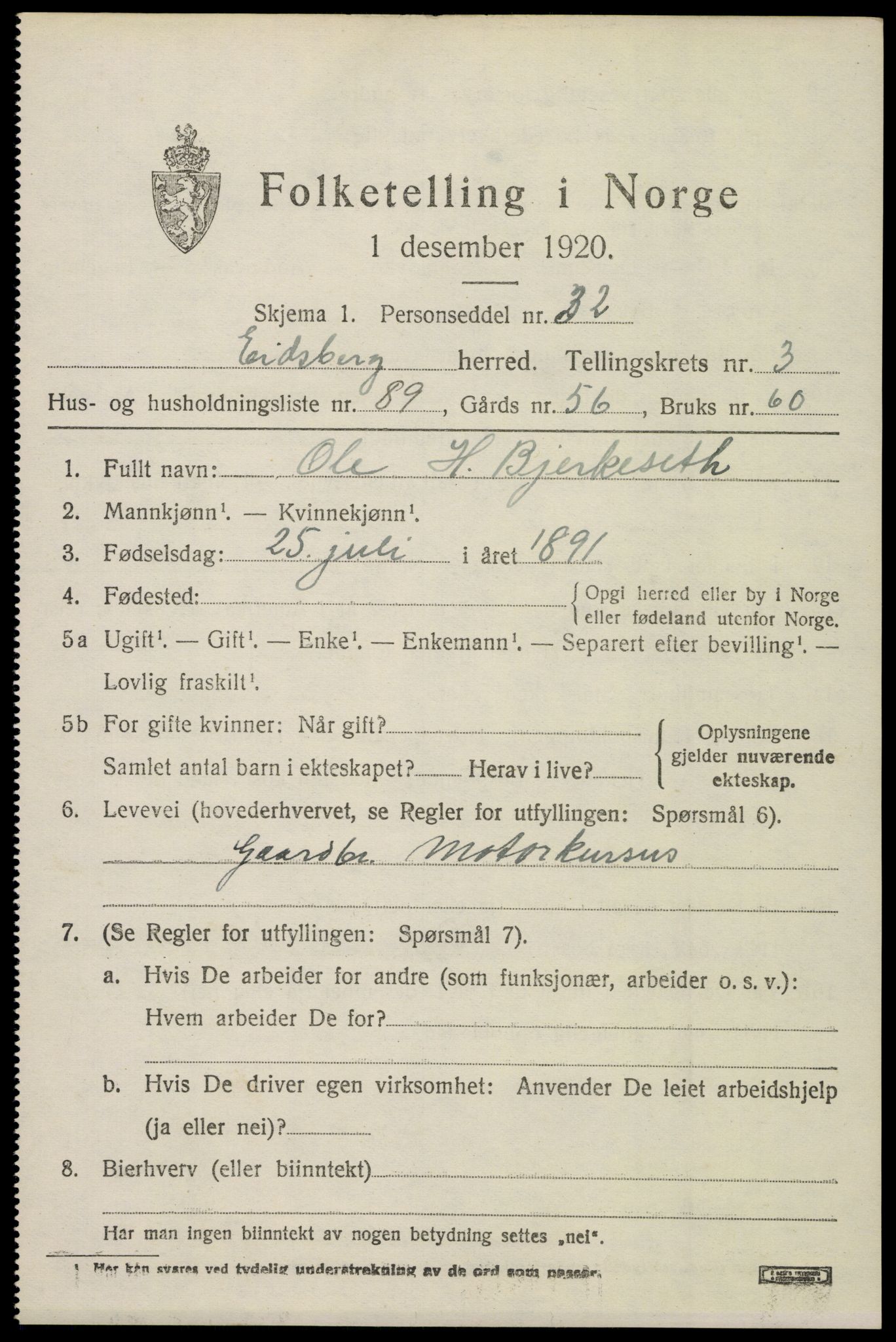 SAO, Folketelling 1920 for 0125 Eidsberg herred, 1920, s. 5053