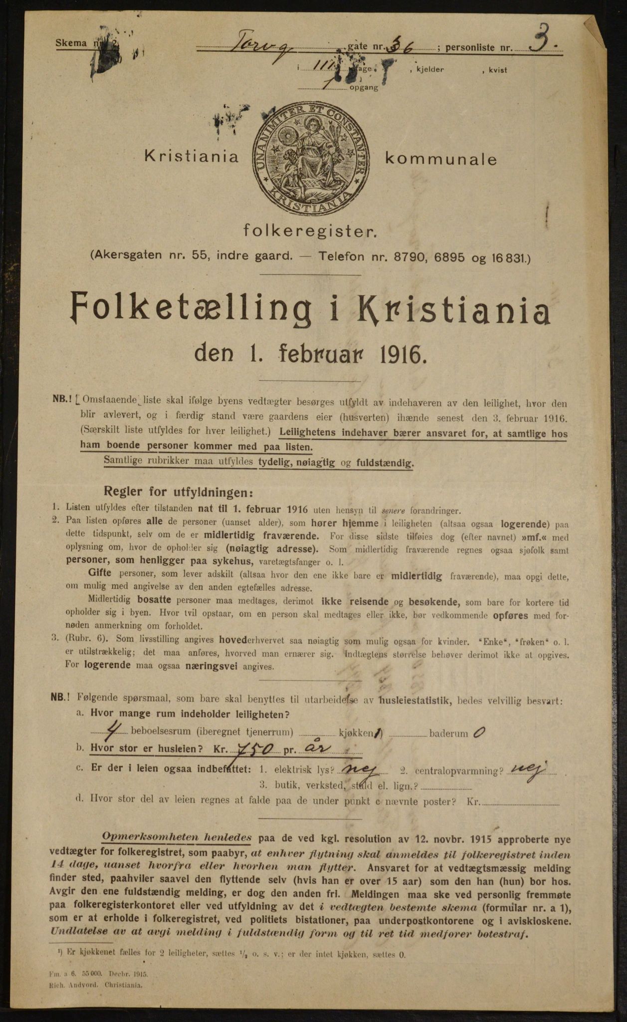 OBA, Kommunal folketelling 1.2.1916 for Kristiania, 1916, s. 117504