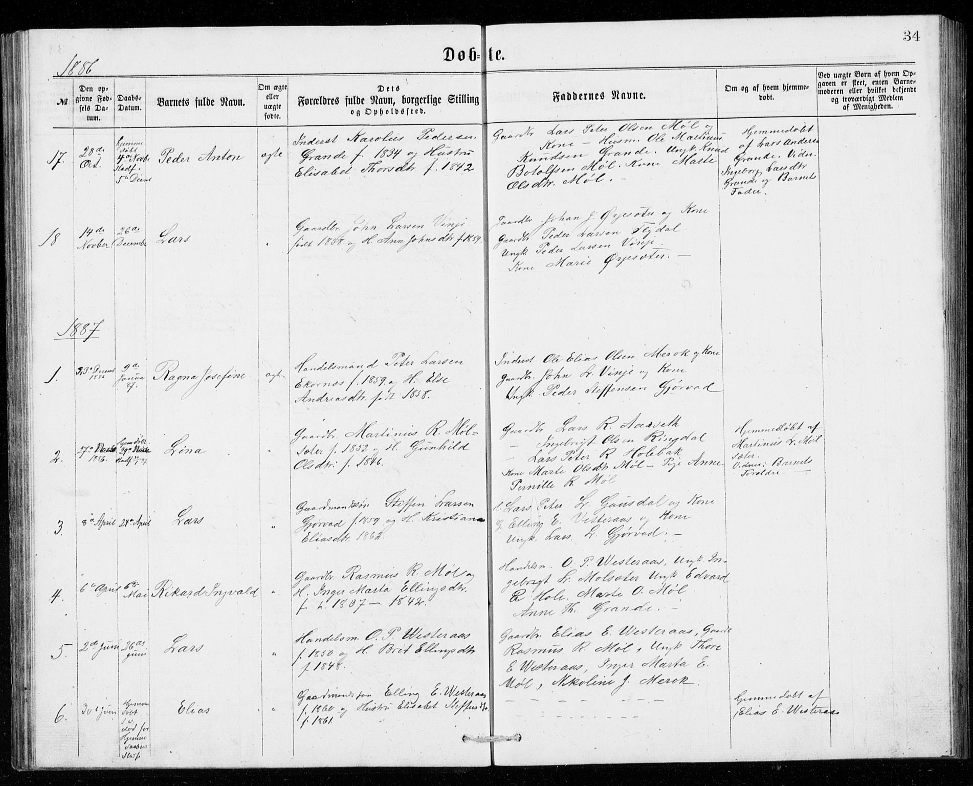 Ministerialprotokoller, klokkerbøker og fødselsregistre - Møre og Romsdal, AV/SAT-A-1454/518/L0235: Klokkerbok nr. 518C02, 1867-1888, s. 34