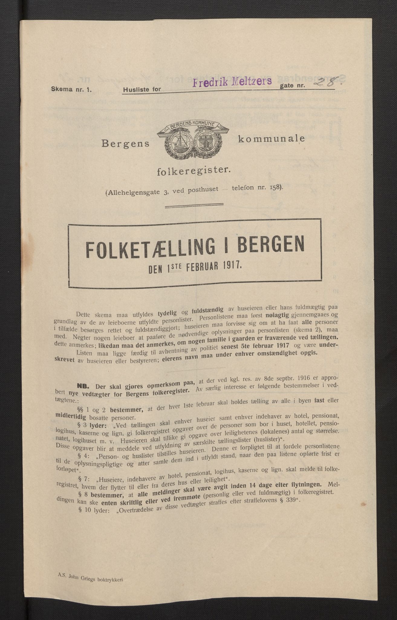 SAB, Kommunal folketelling 1917 for Bergen kjøpstad, 1917, s. 9107