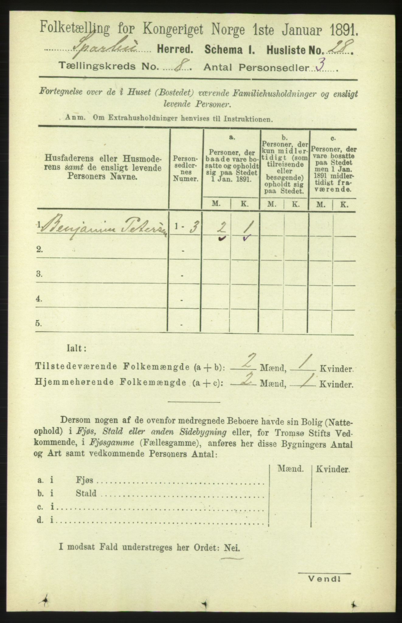 RA, Folketelling 1891 for 1731 Sparbu herred, 1891, s. 2788