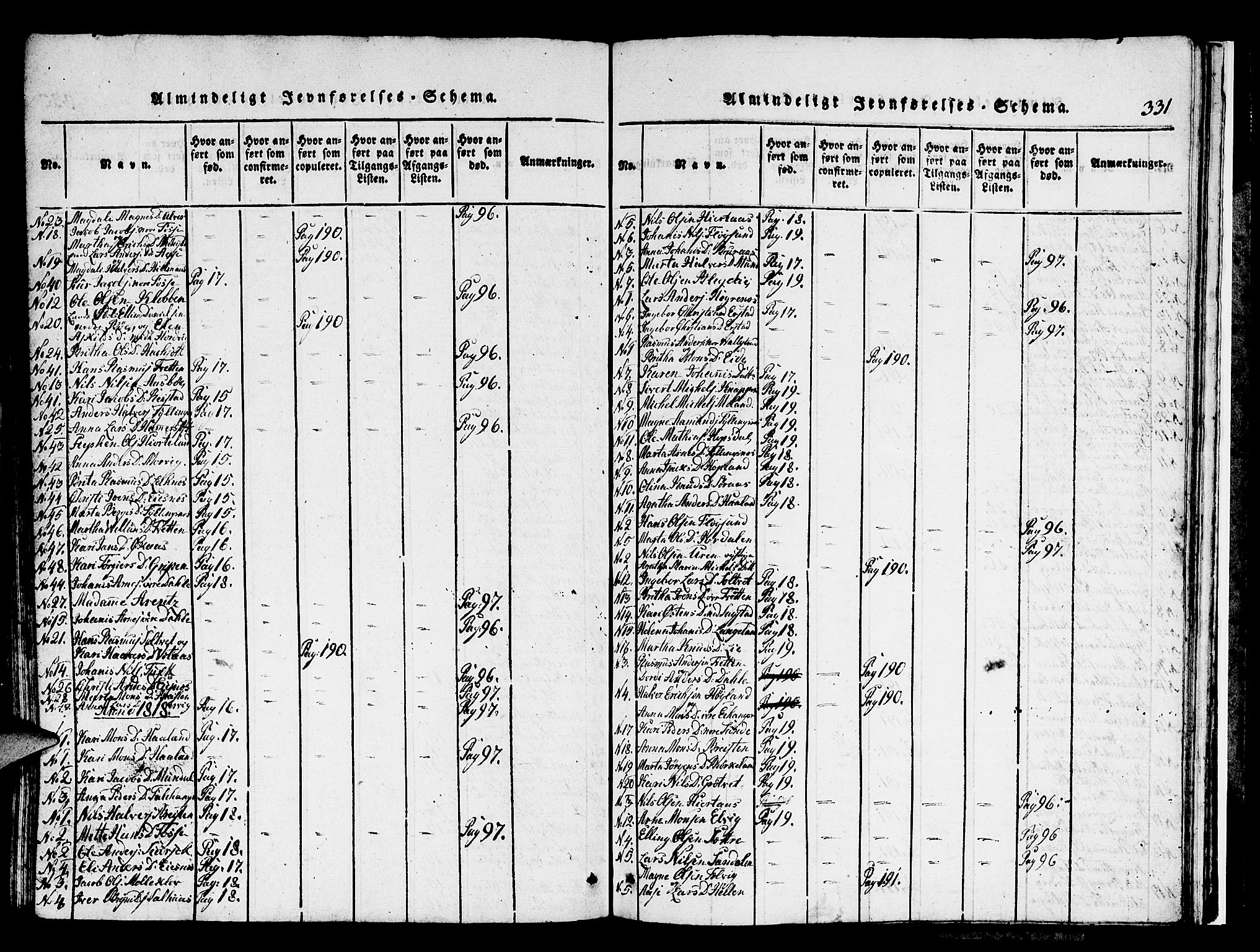 Hamre sokneprestembete, AV/SAB-A-75501/H/Ha/Hab: Klokkerbok nr. A 1, 1816-1826, s. 331