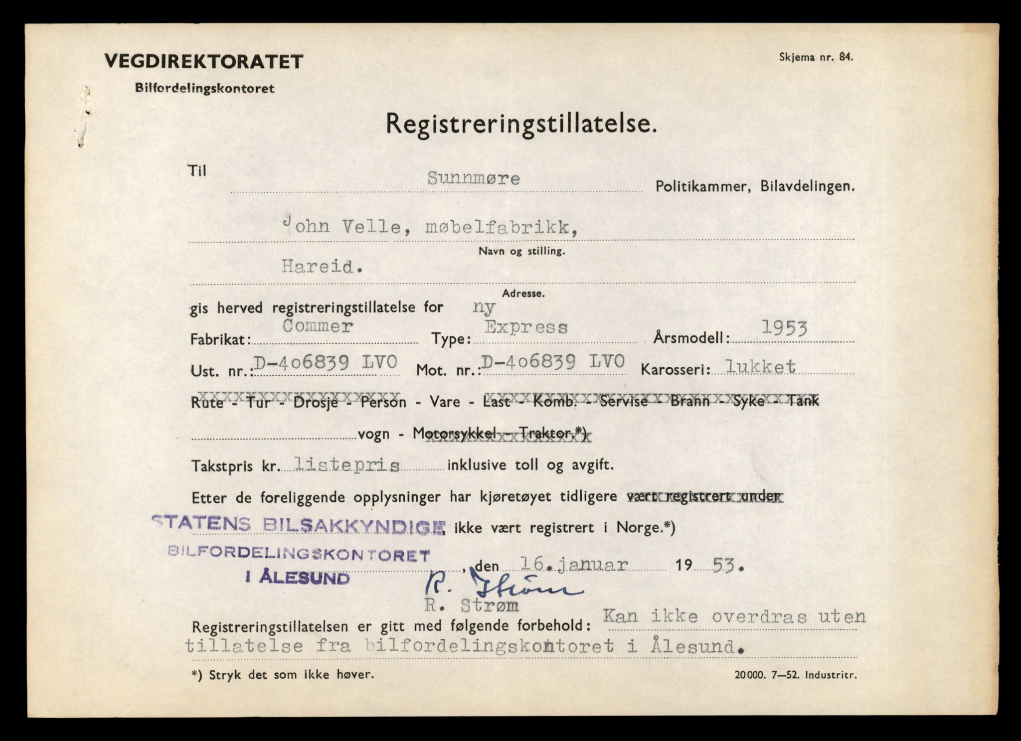Møre og Romsdal vegkontor - Ålesund trafikkstasjon, AV/SAT-A-4099/F/Fe/L0044: Registreringskort for kjøretøy T 14205 - T 14319, 1927-1998, s. 2253
