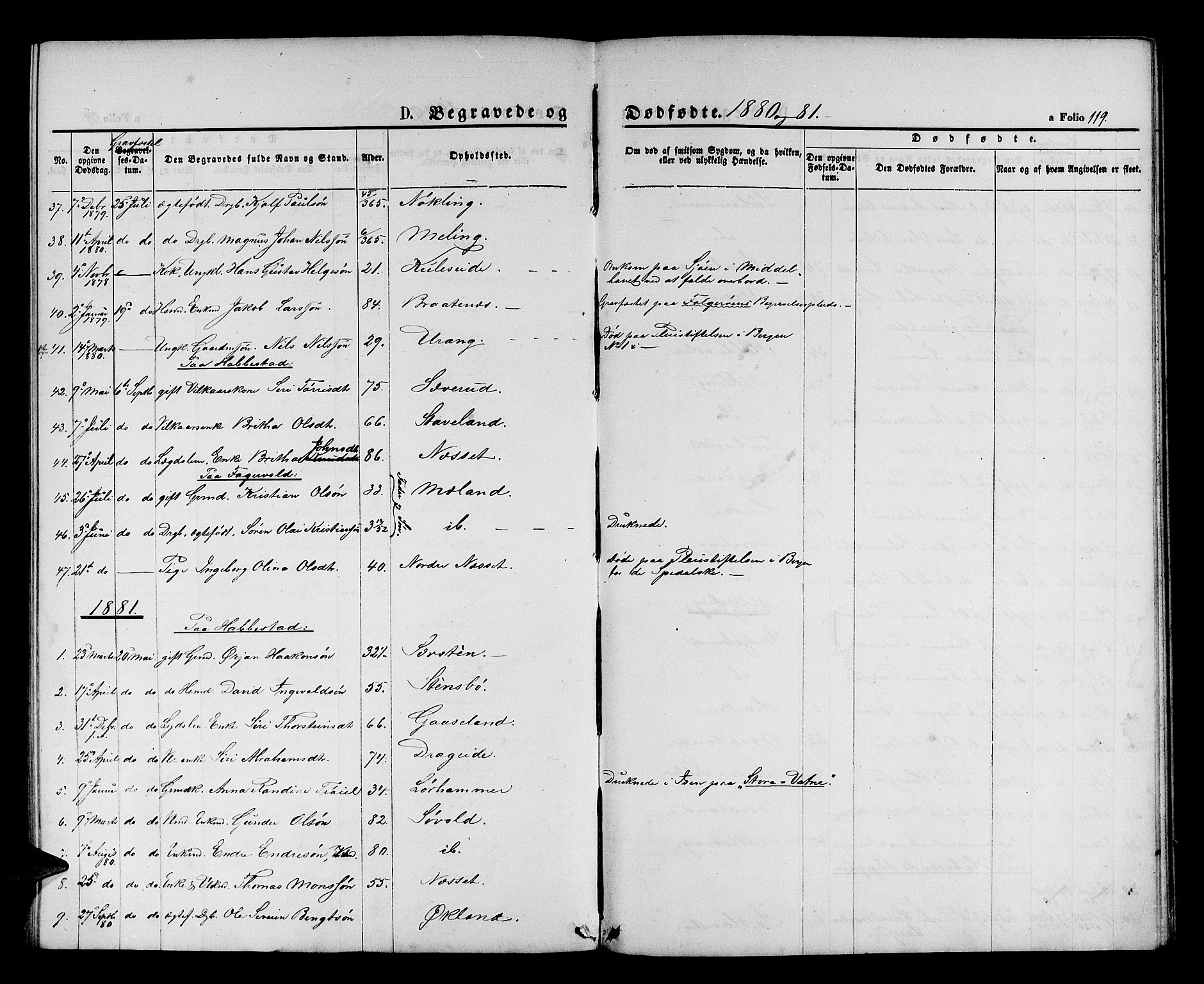 Finnås sokneprestembete, AV/SAB-A-99925/H/Ha/Hab/Habb/L0002: Klokkerbok nr. B 2, 1871-1881, s. 119