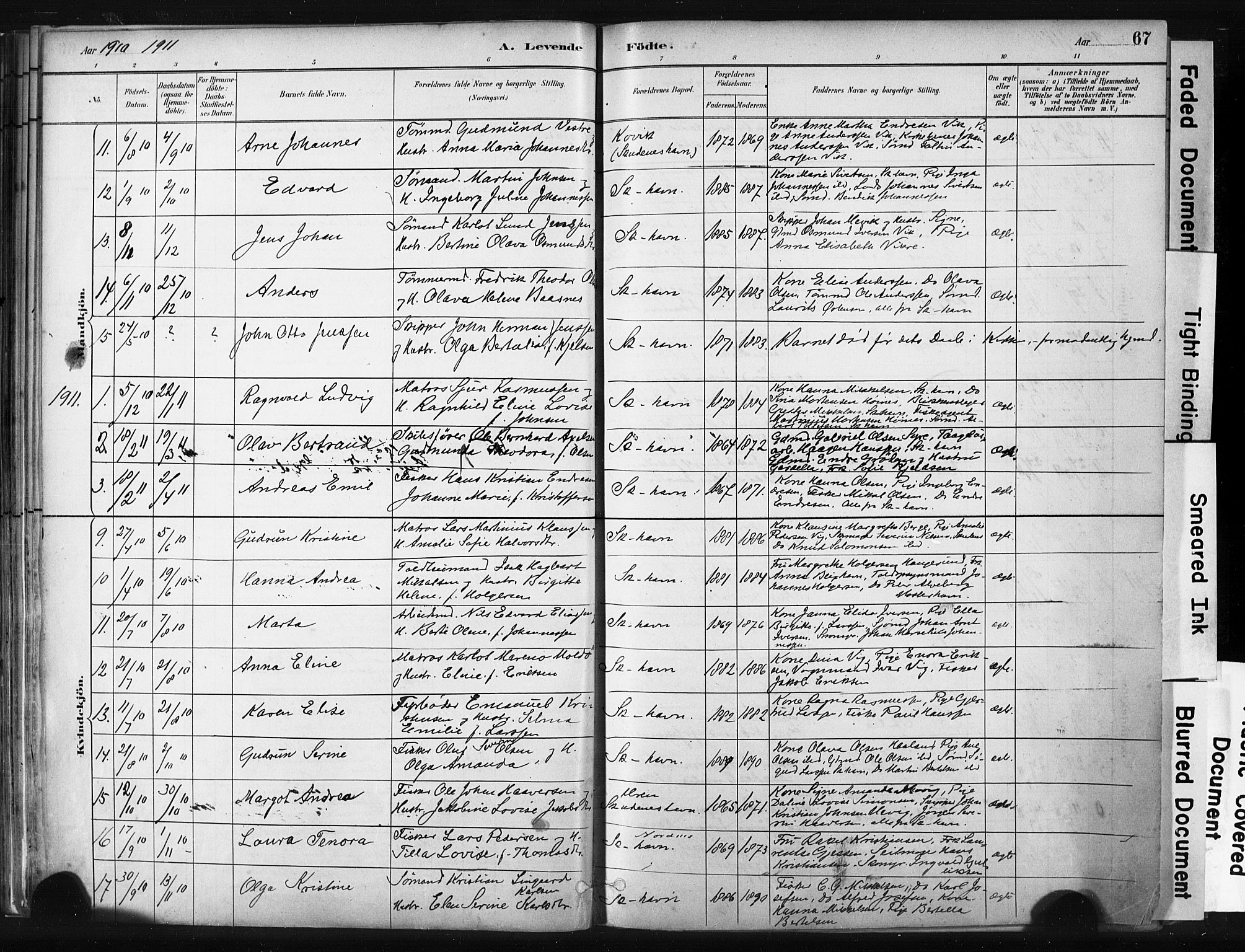 Skudenes sokneprestkontor, AV/SAST-A -101849/H/Ha/Haa/L0008: Ministerialbok nr. A 5, 1882-1912, s. 67