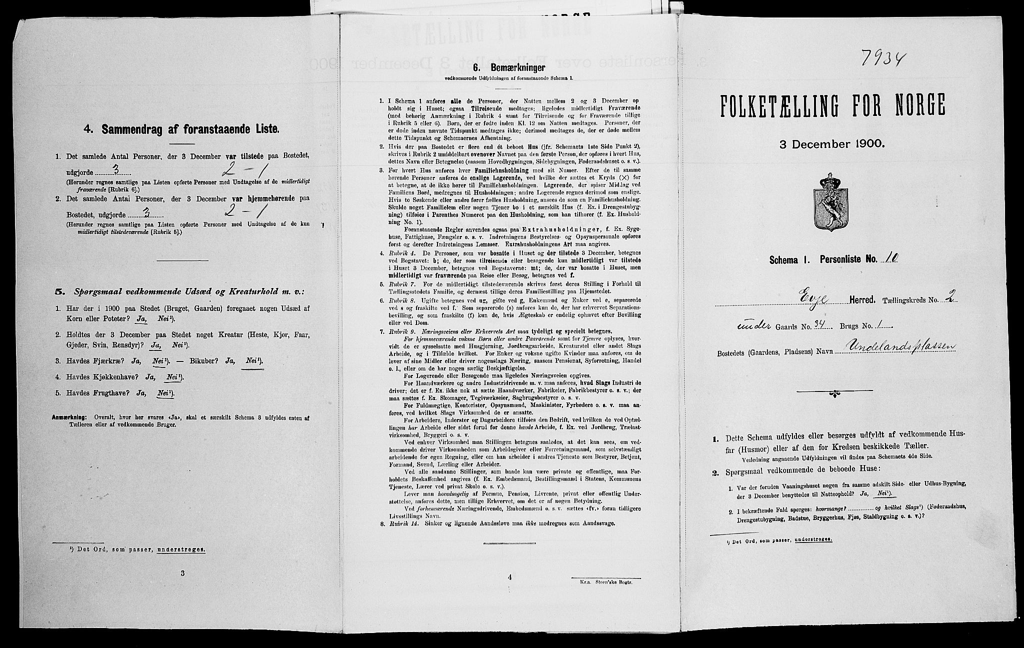 SAK, Folketelling 1900 for 0937 Evje herred, 1900, s. 114