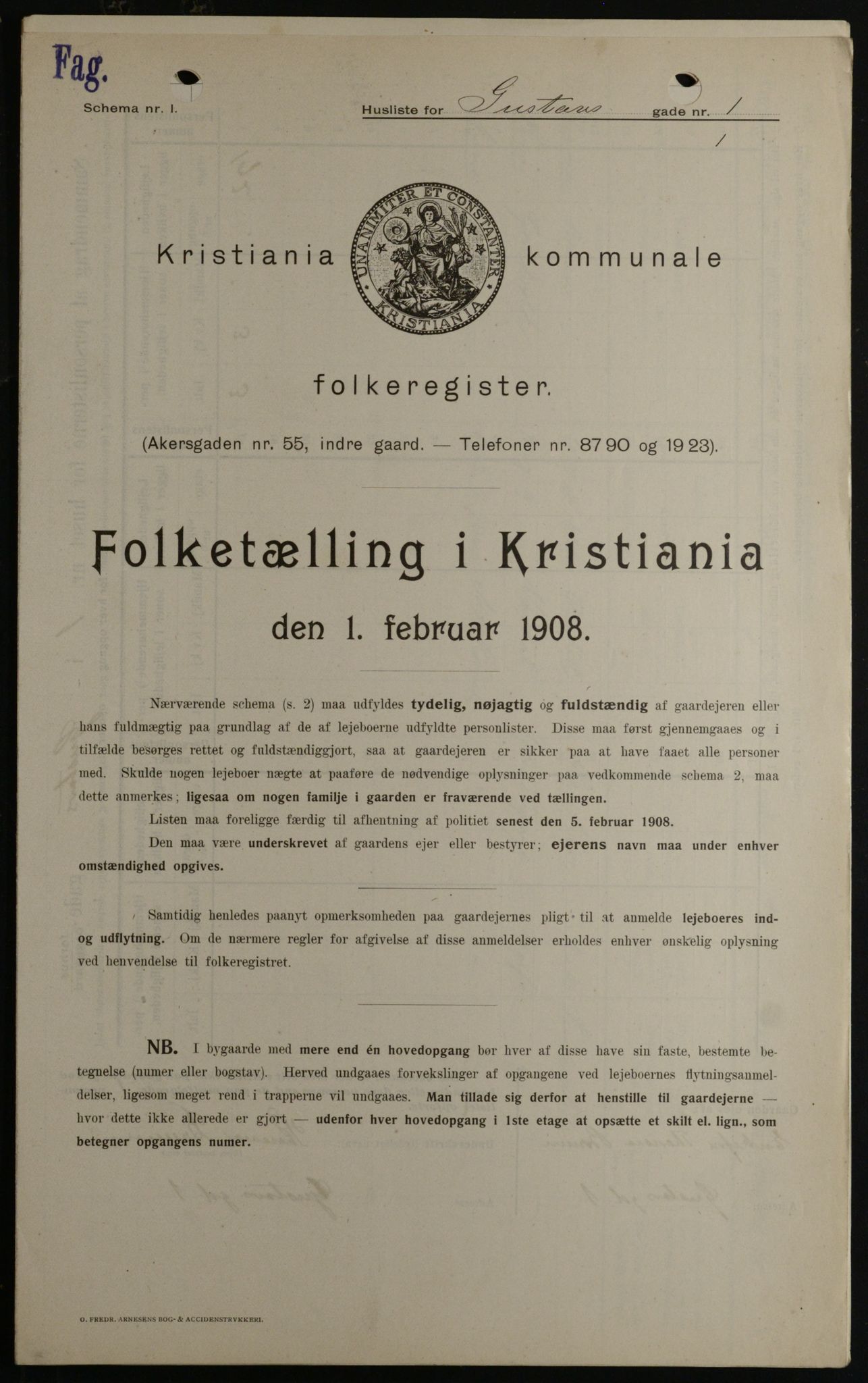 OBA, Kommunal folketelling 1.2.1908 for Kristiania kjøpstad, 1908, s. 29299