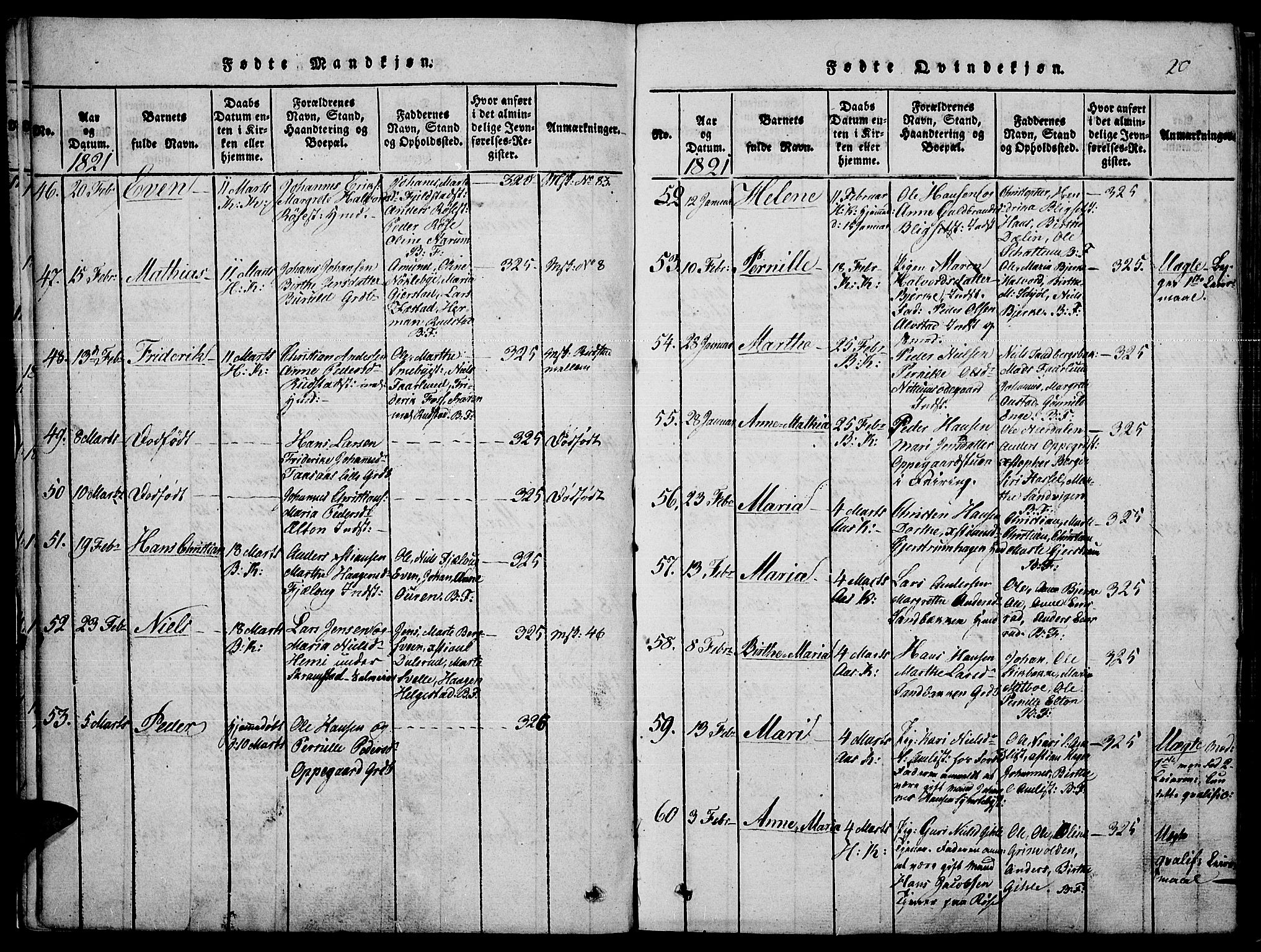 Toten prestekontor, SAH/PREST-102/H/Ha/Haa/L0010: Ministerialbok nr. 10, 1820-1828, s. 20