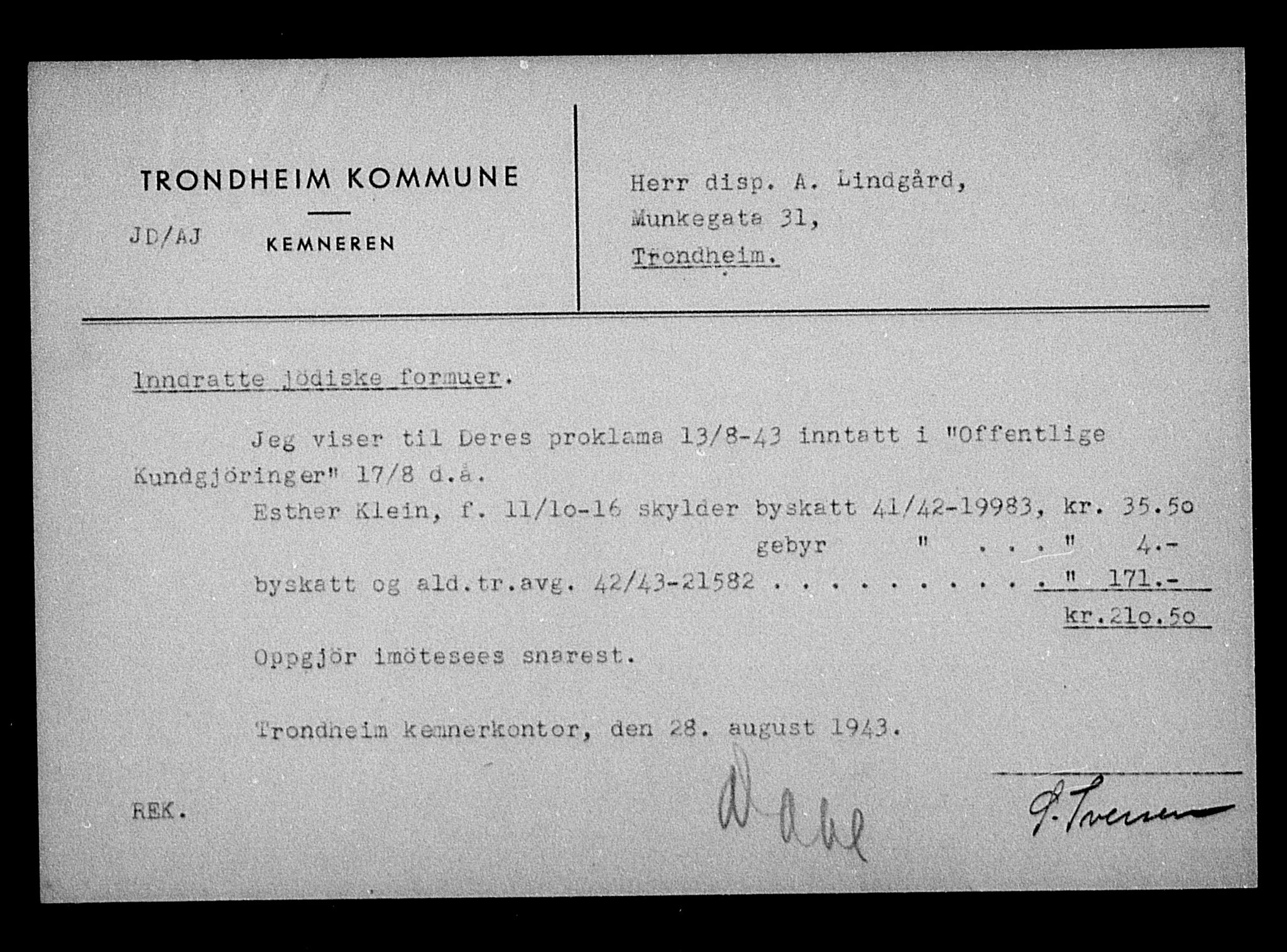 Justisdepartementet, Tilbakeføringskontoret for inndratte formuer, AV/RA-S-1564/H/Hc/Hca/L0900: --, 1945-1947, s. 377