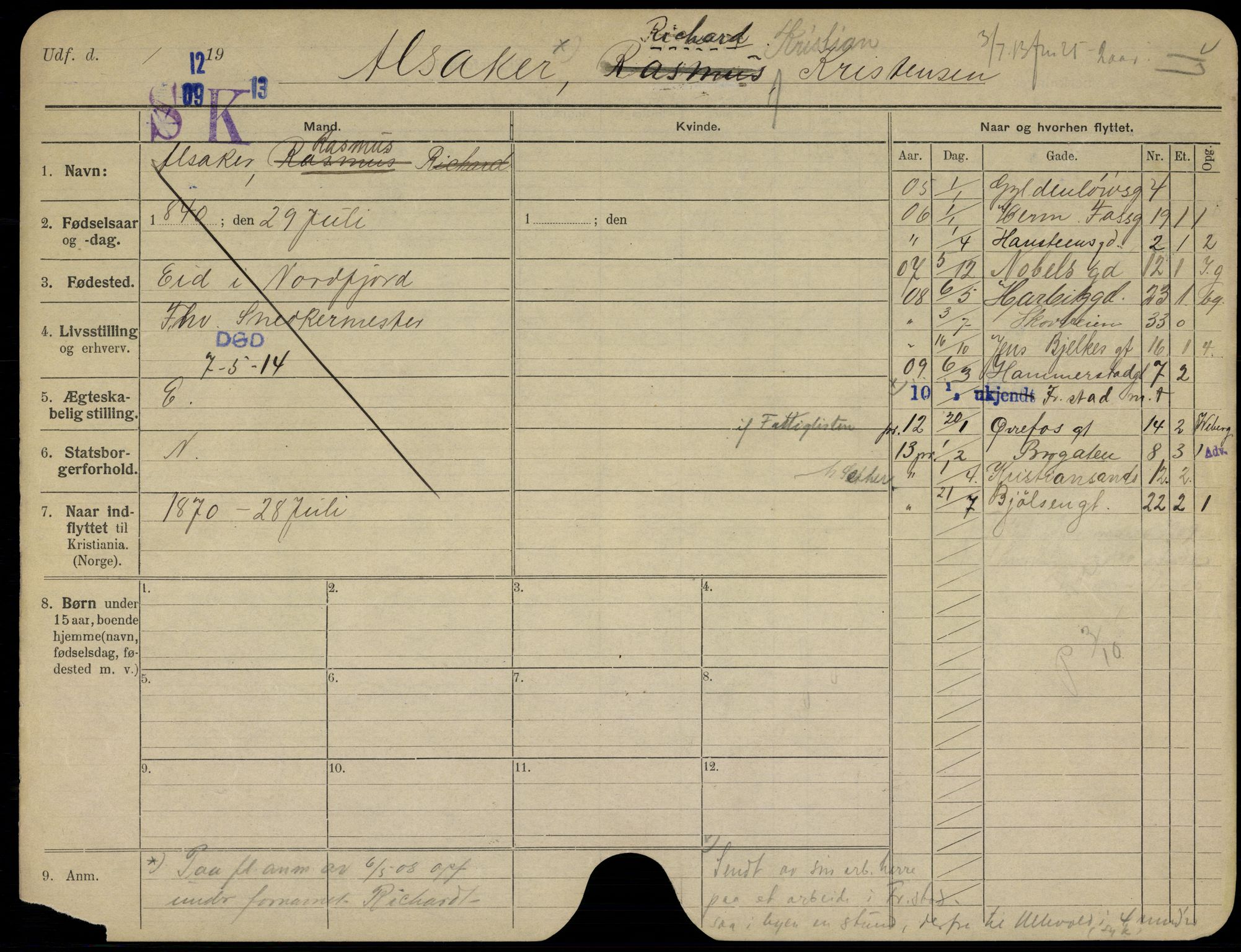 Oslo folkeregister, Registerkort, AV/SAO-A-11715/G/Gb/L0017: Menn, 1914