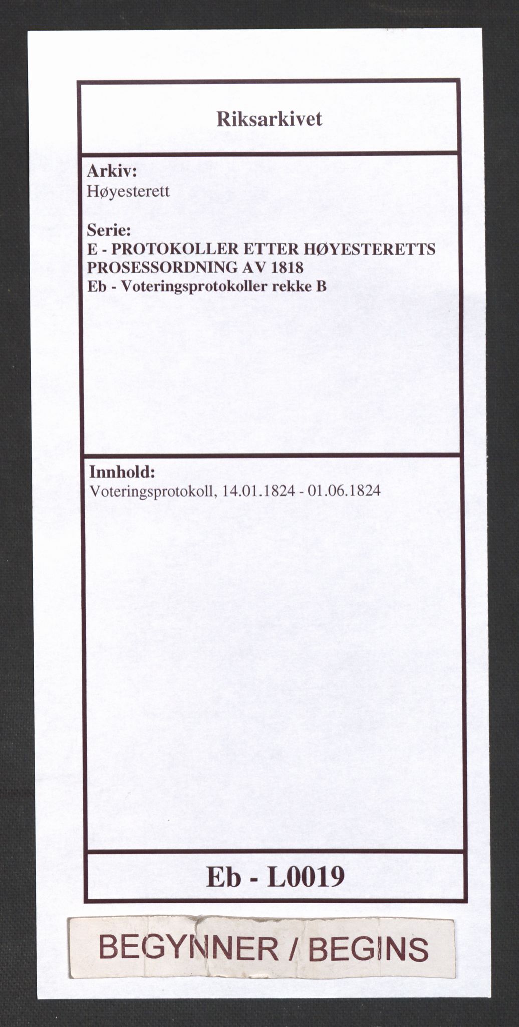 Høyesterett, AV/RA-S-1002/E/Eb/Eba/L0009/0003: Voteringsprotokoller / Voteringsprotokoll, 1824