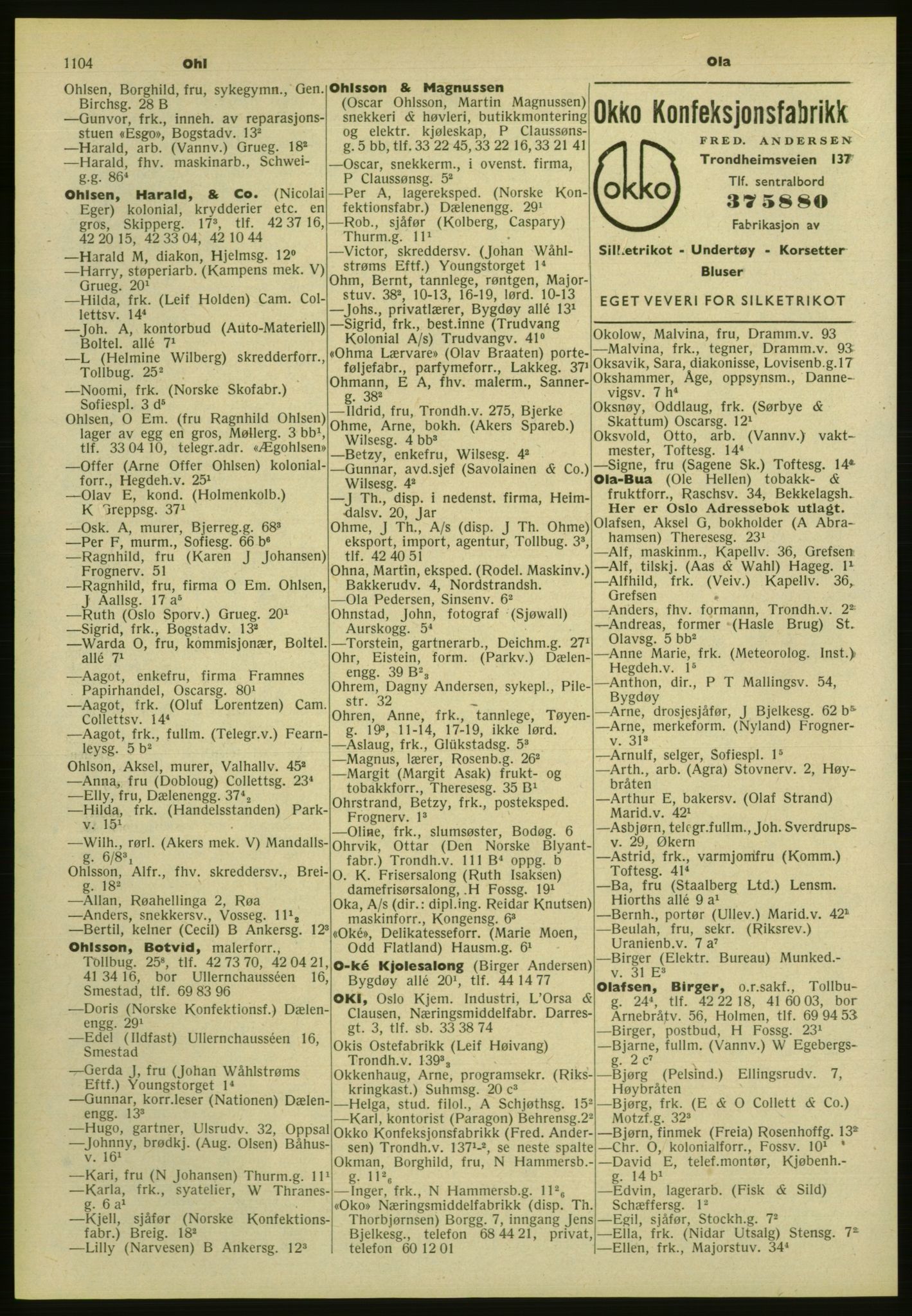 Kristiania/Oslo adressebok, PUBL/-, 1952, s. 1104