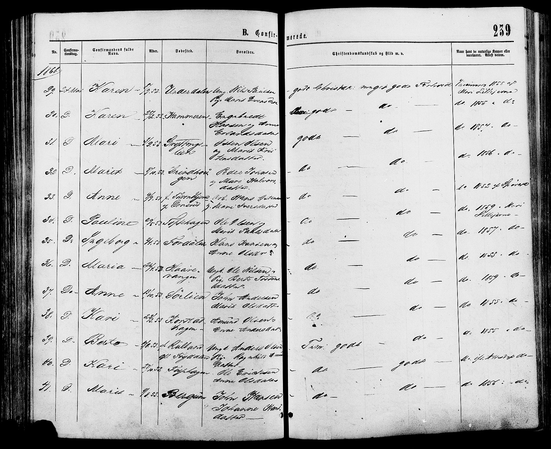 Sør-Fron prestekontor, SAH/PREST-010/H/Ha/Haa/L0002: Ministerialbok nr. 2, 1864-1880, s. 239