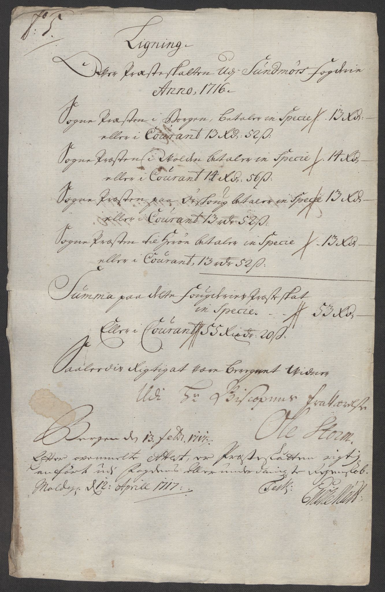 Rentekammeret inntil 1814, Reviderte regnskaper, Fogderegnskap, RA/EA-4092/R54/L3568: Fogderegnskap Sunnmøre, 1716, s. 55