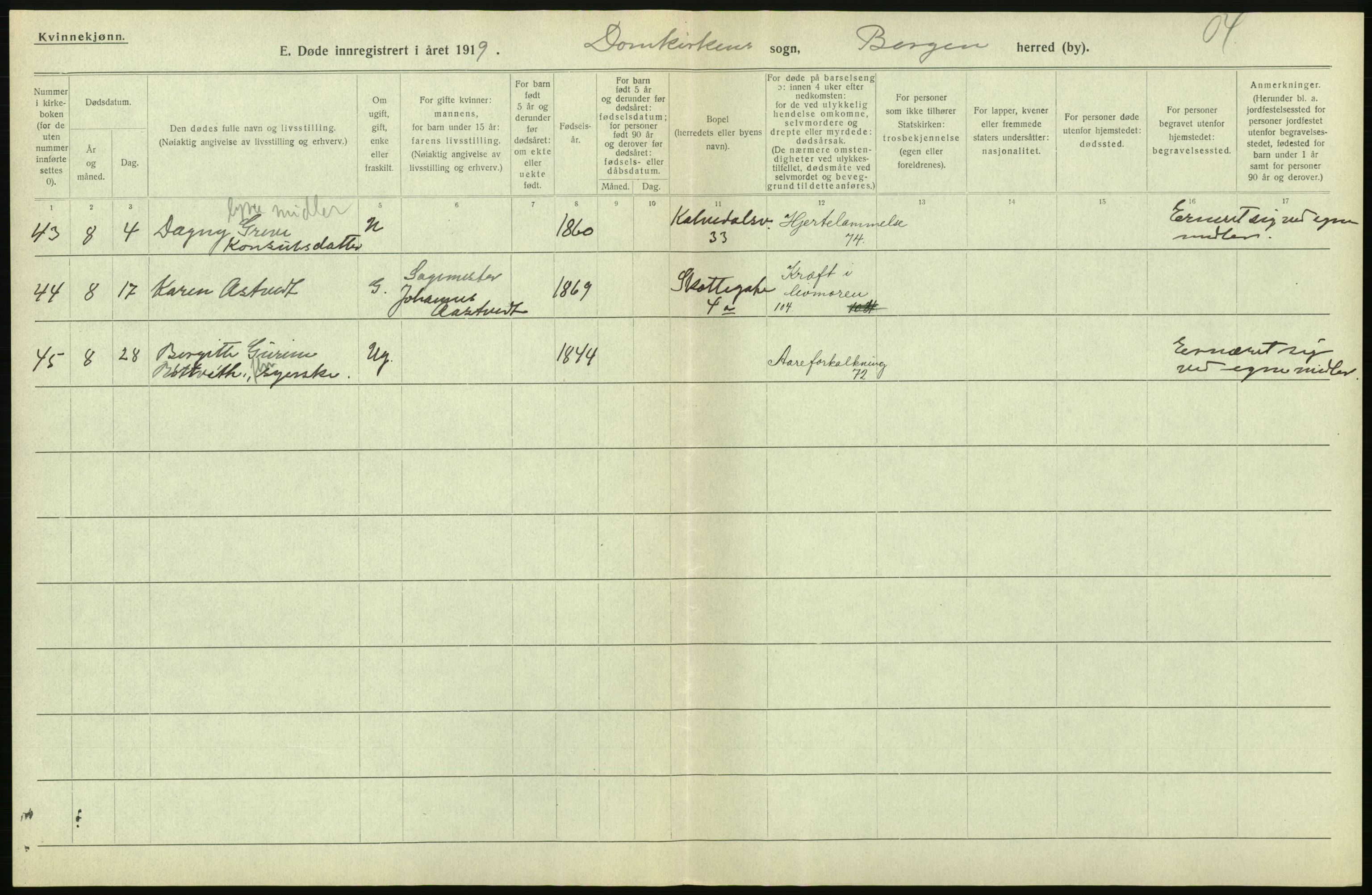 Statistisk sentralbyrå, Sosiodemografiske emner, Befolkning, AV/RA-S-2228/D/Df/Dfb/Dfbi/L0035: Bergen: Gifte, døde, dødfødte., 1919, s. 682