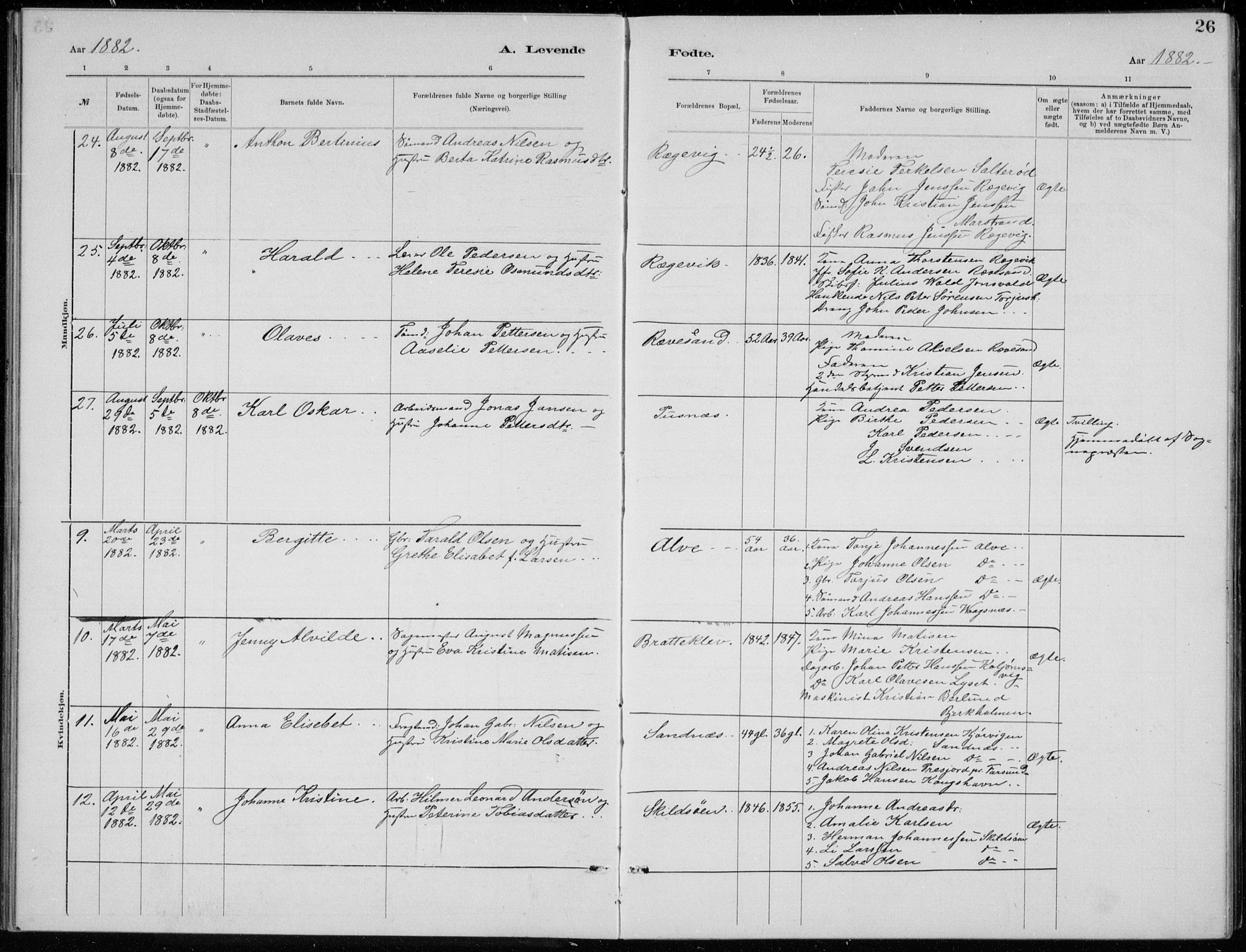 Tromøy sokneprestkontor, AV/SAK-1111-0041/F/Fb/L0005: Klokkerbok nr. B 5, 1877-1891, s. 26