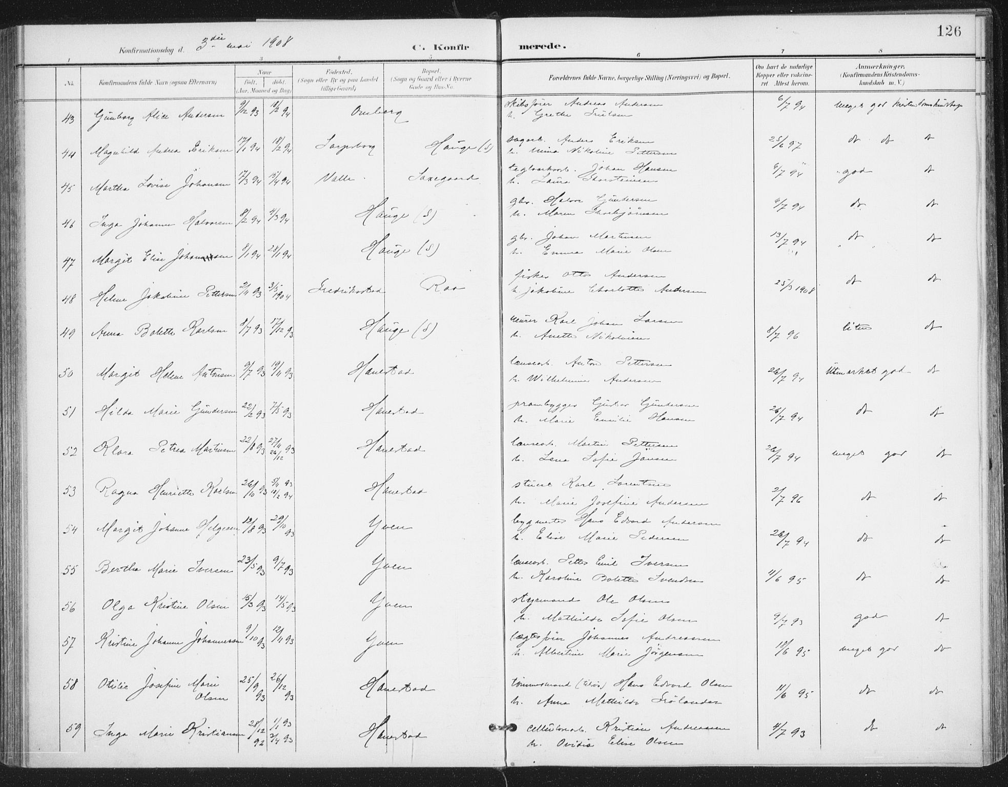 Rolvsøy prestekontor Kirkebøker, AV/SAO-A-2004/F/Fa/L0001: Ministerialbok nr. 1, 1901-1909, s. 126