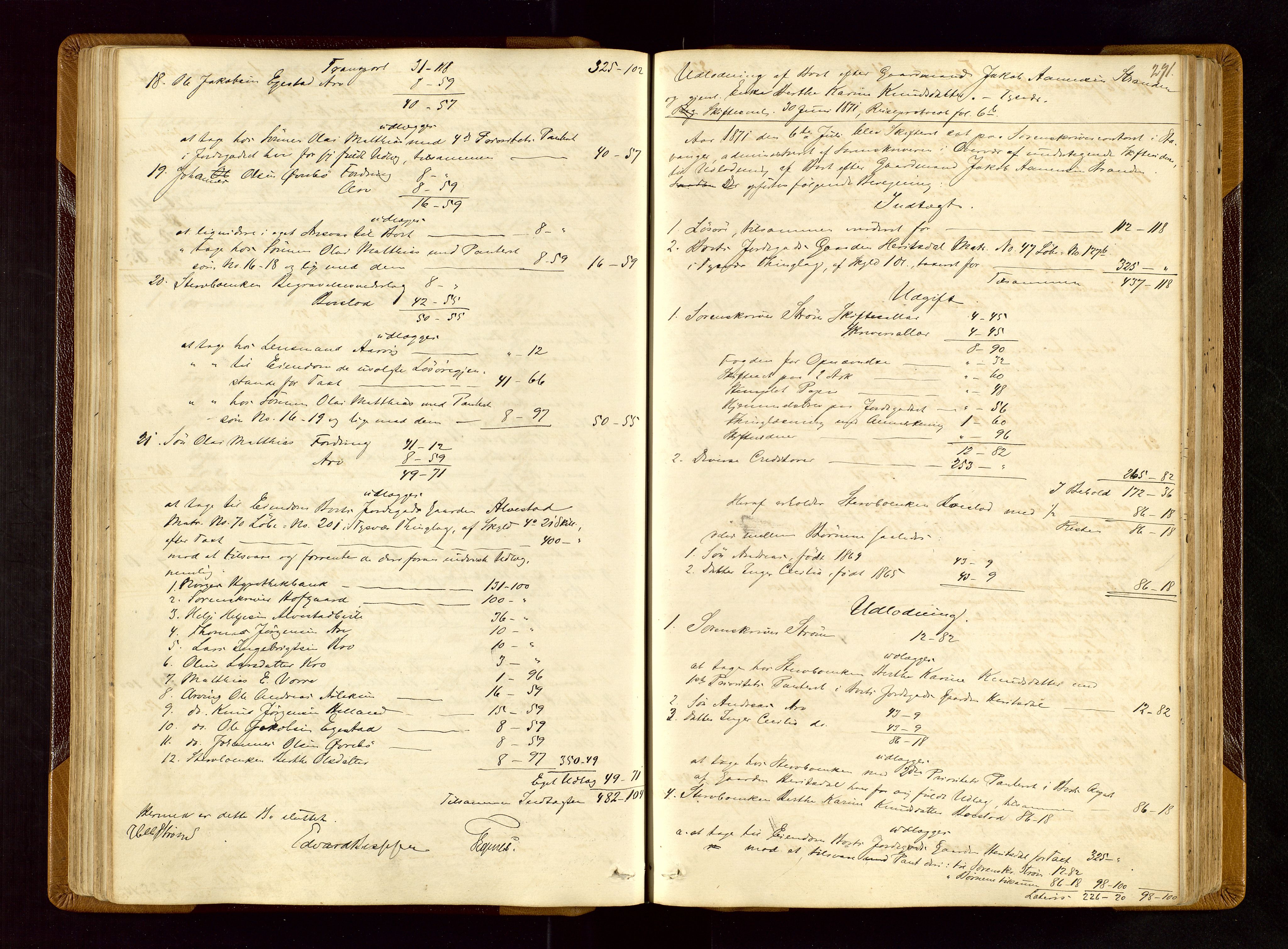 Karmsund sorenskriveri, AV/SAST-A-100311/01/IV/IVDBA/L0004: SKIFTEPROTOKOLL TORVESTAD, TYSVÆR, 1868-1877, s. 290b-291a