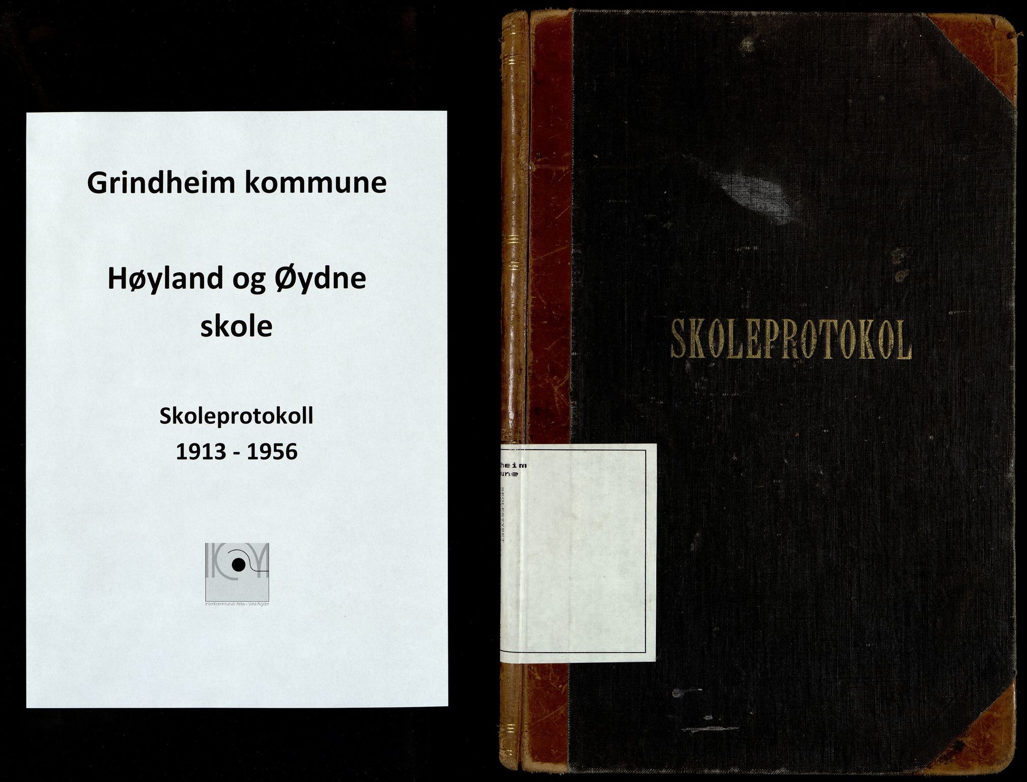 Grindheim kommune - Høyland Skolekrets, ARKSOR/1027GR551/H/L0002: Skoleprotokoll (d), 1913-1956