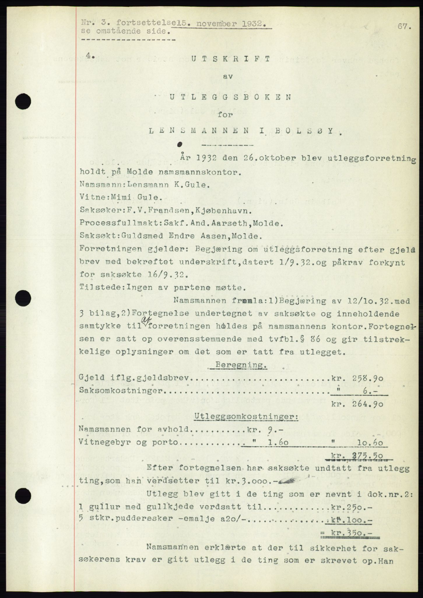 Molde byfogd, SAT/A-0025/2/2C/L0012: Pantebok nr. 12, 1932-1935, Tingl.dato: 15.11.1932