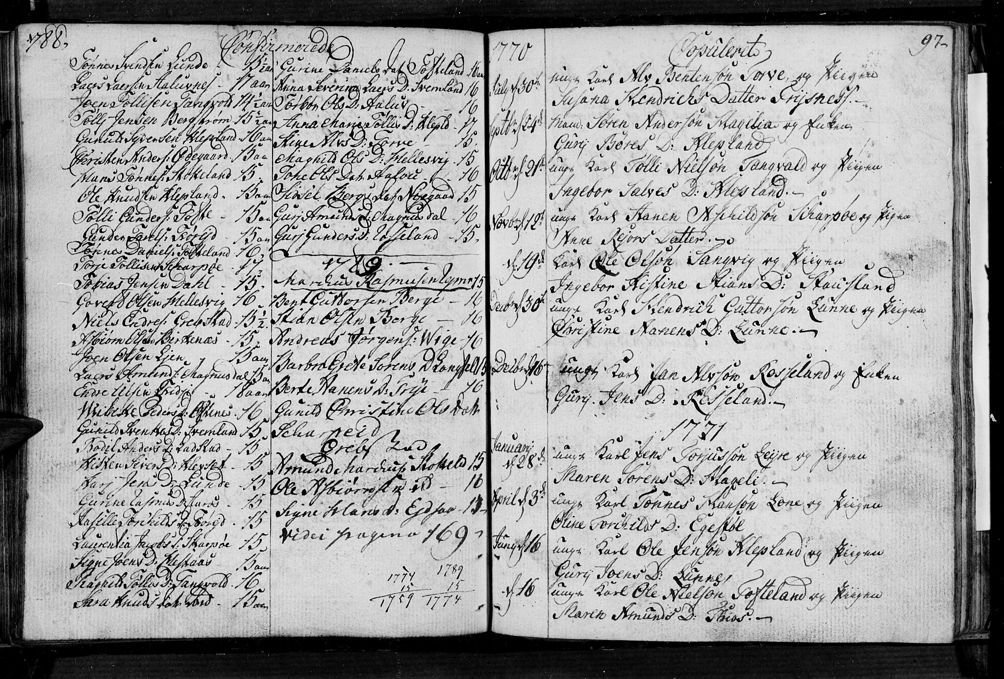 Søgne sokneprestkontor, AV/SAK-1111-0037/F/Fa/Fab/L0004: Ministerialbok nr. A 4, 1770-1822, s. 96-97