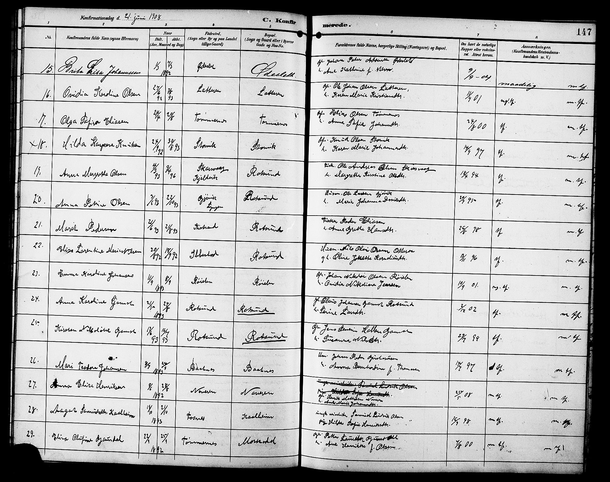 Skjervøy sokneprestkontor, AV/SATØ-S-1300/H/Ha/Hab/L0021klokker: Klokkerbok nr. 21, 1893-1910, s. 147