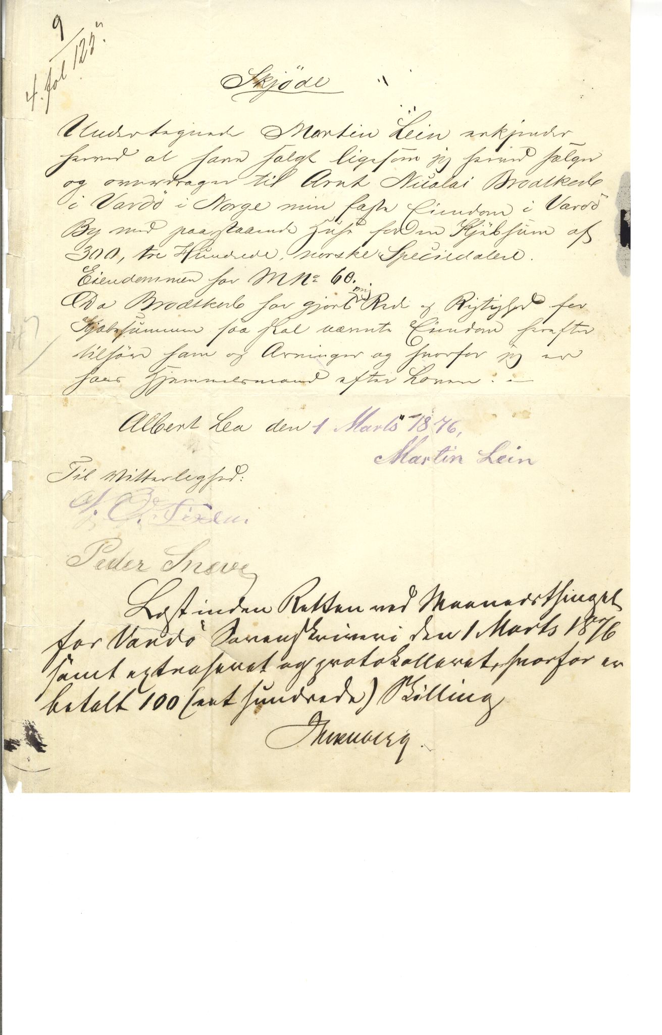 Brodtkorb handel A/S, VAMU/A-0001/Q/Qb/L0001: Skjøter og grunnbrev i Vardø by, 1822-1943, s. 287