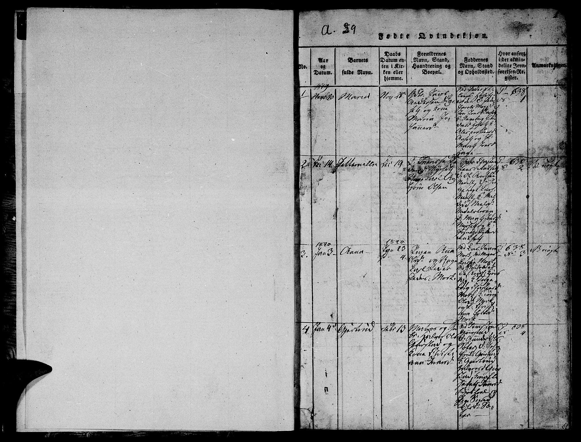 Ministerialprotokoller, klokkerbøker og fødselsregistre - Møre og Romsdal, SAT/A-1454/568/L0811: Klokkerbok nr. 568C01, 1819-1828, s. 0-1