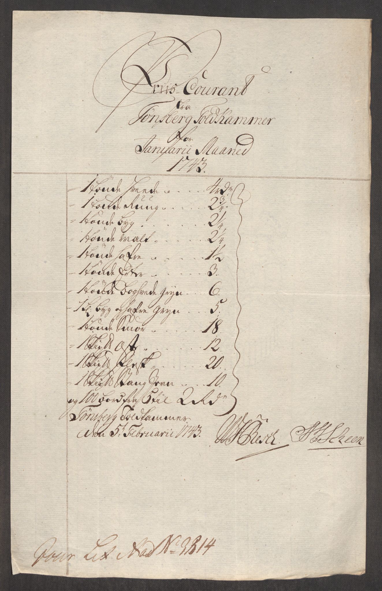 Rentekammeret inntil 1814, Realistisk ordnet avdeling, AV/RA-EA-4070/Oe/L0002: [Ø1]: Priskuranter, 1740-1744, s. 698
