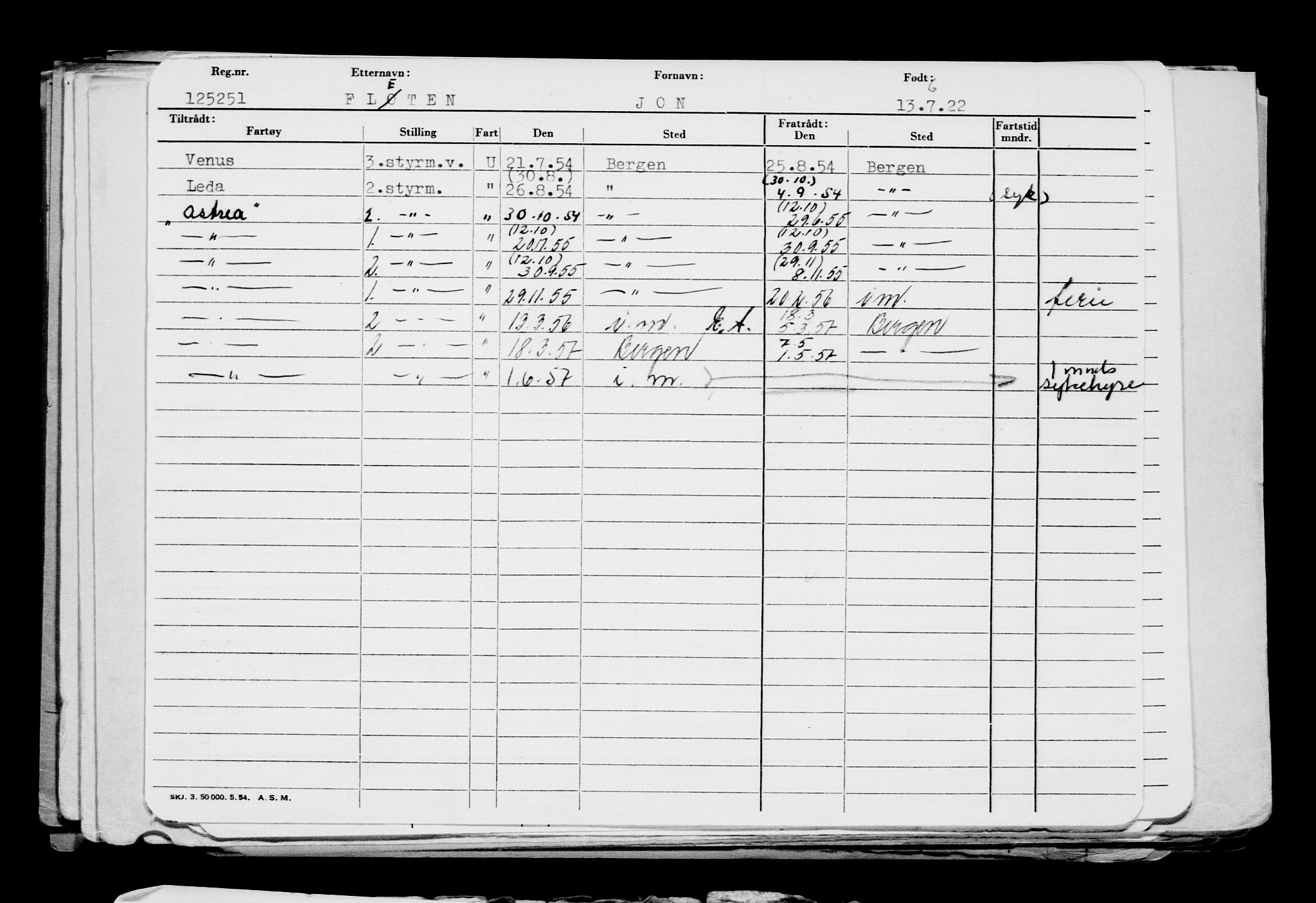 Direktoratet for sjømenn, AV/RA-S-3545/G/Gb/L0208: Hovedkort, 1922, s. 461