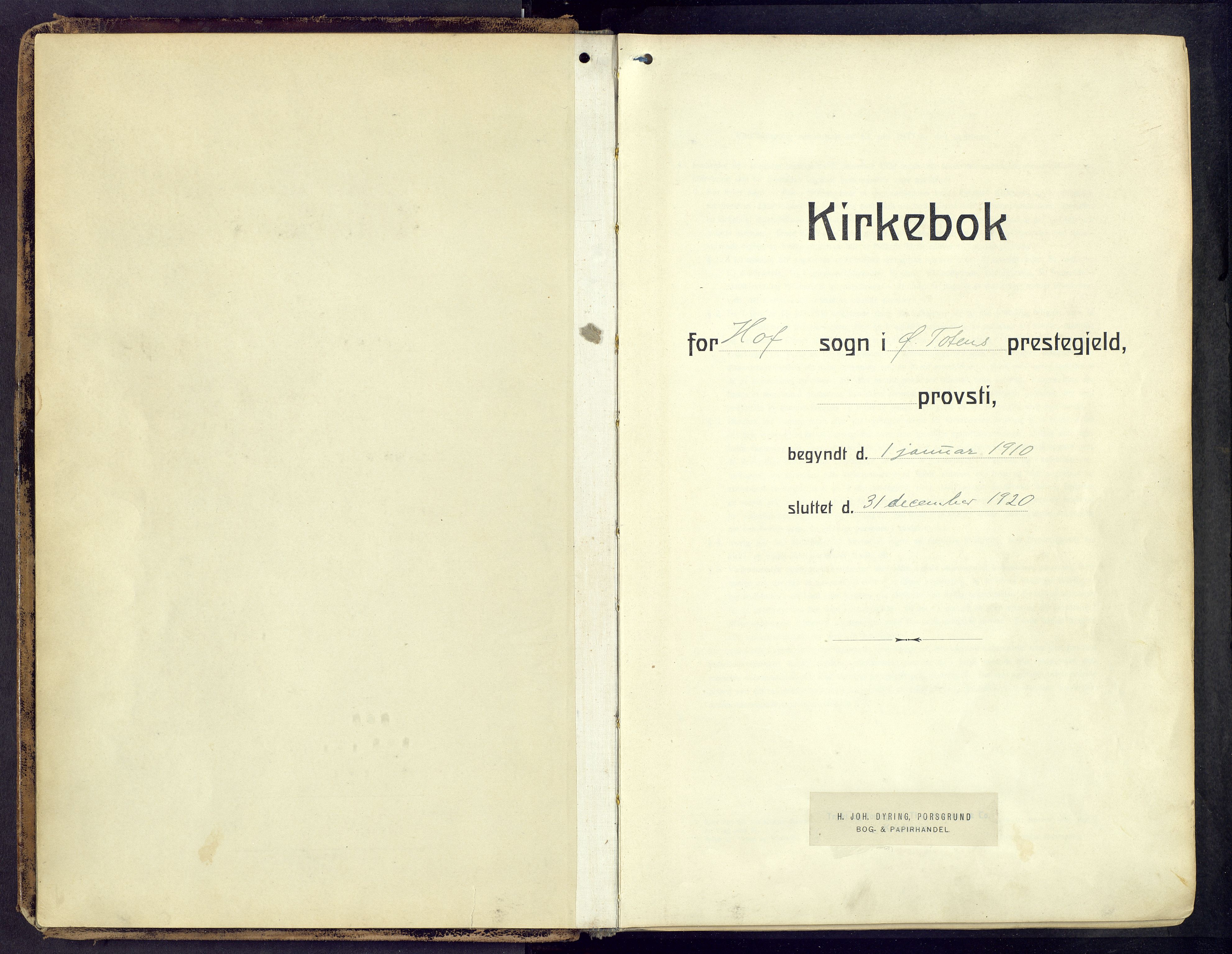 Østre Toten prestekontor, SAH/PREST-104/H/Ha/Haa/L0010: Ministerialbok nr. 10, 1910-1920